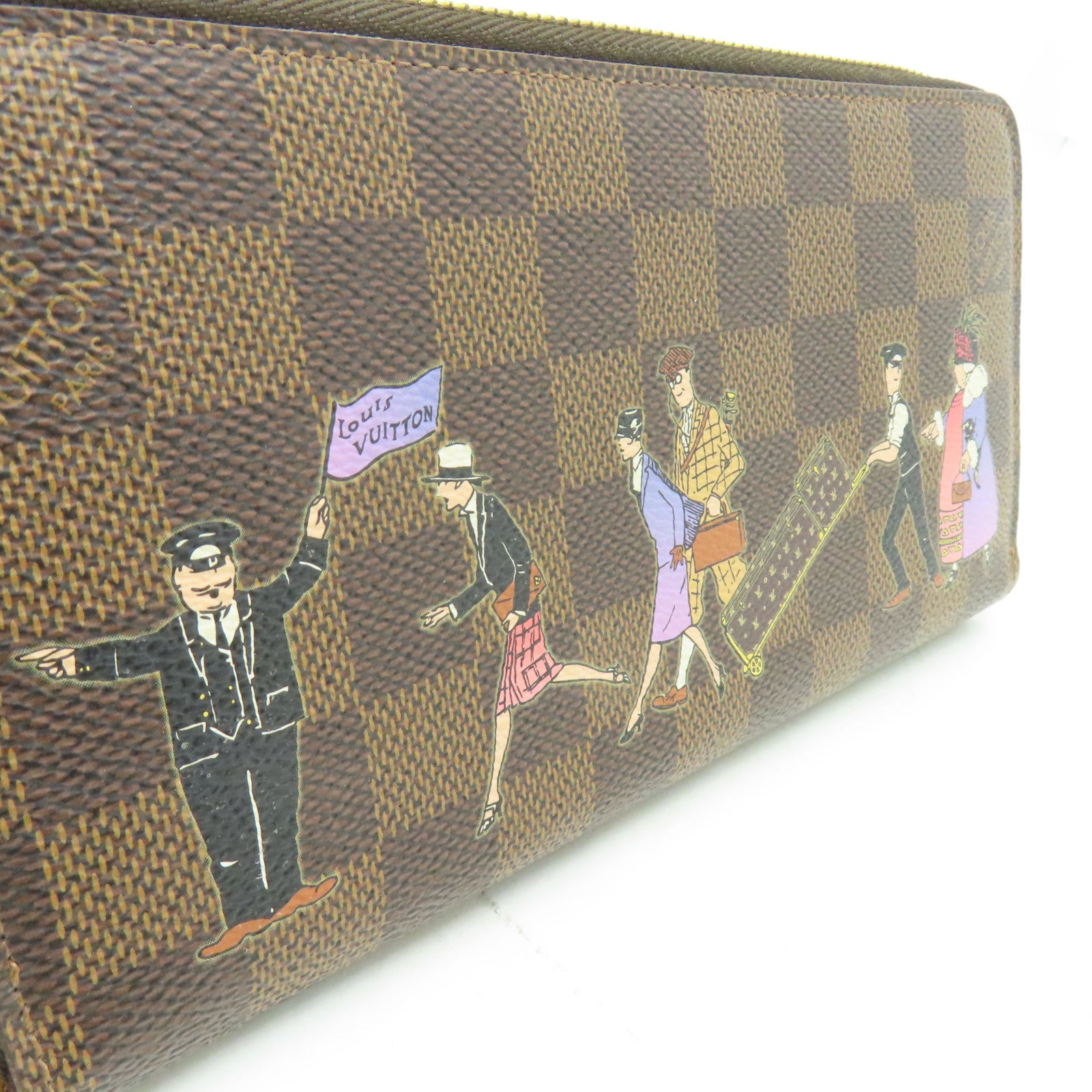 LOUIS VUITTON Damier Zippy Wallet金扣長錢包啡色