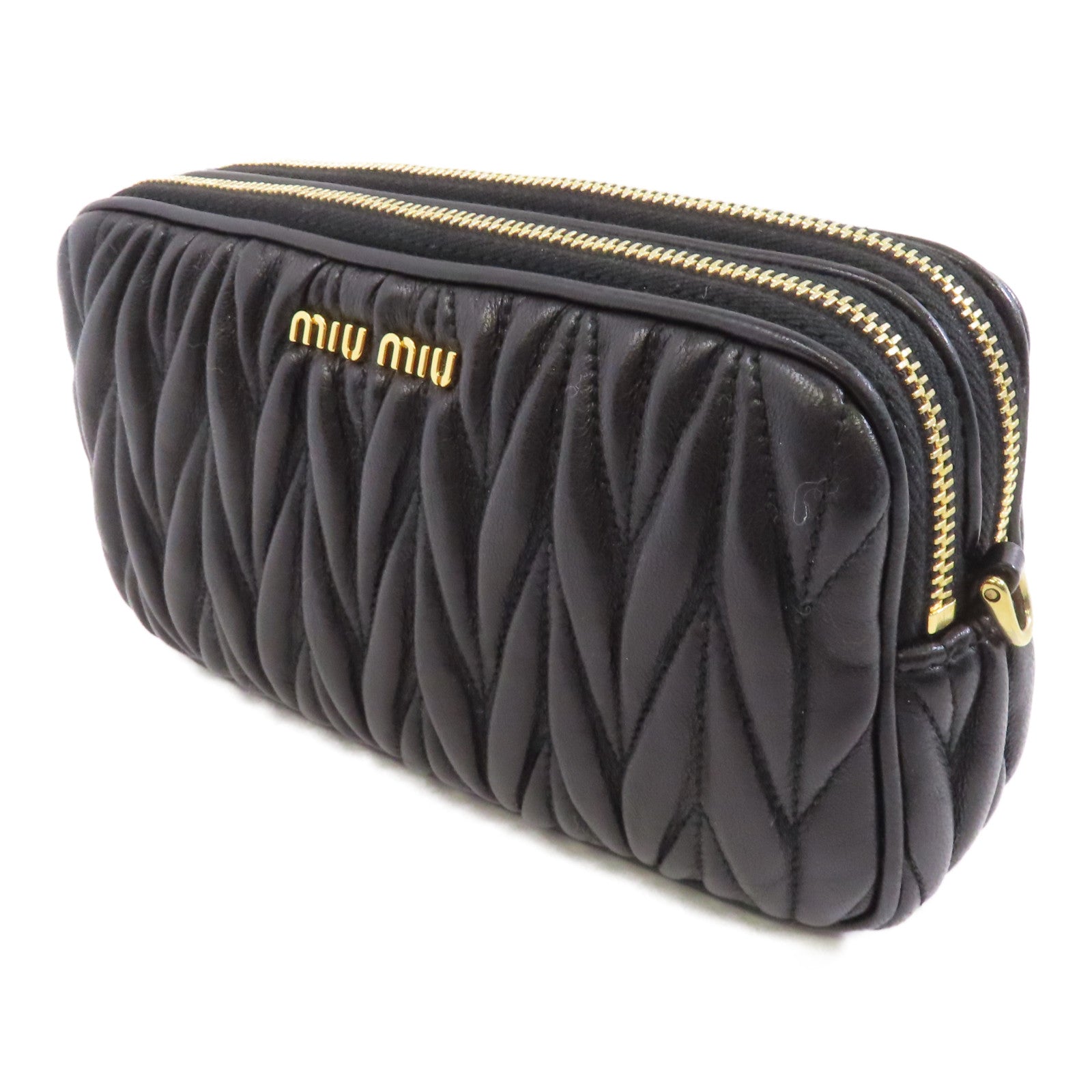 Miu Miu 皮革Shoulder Bag金扣肩背袋黑色