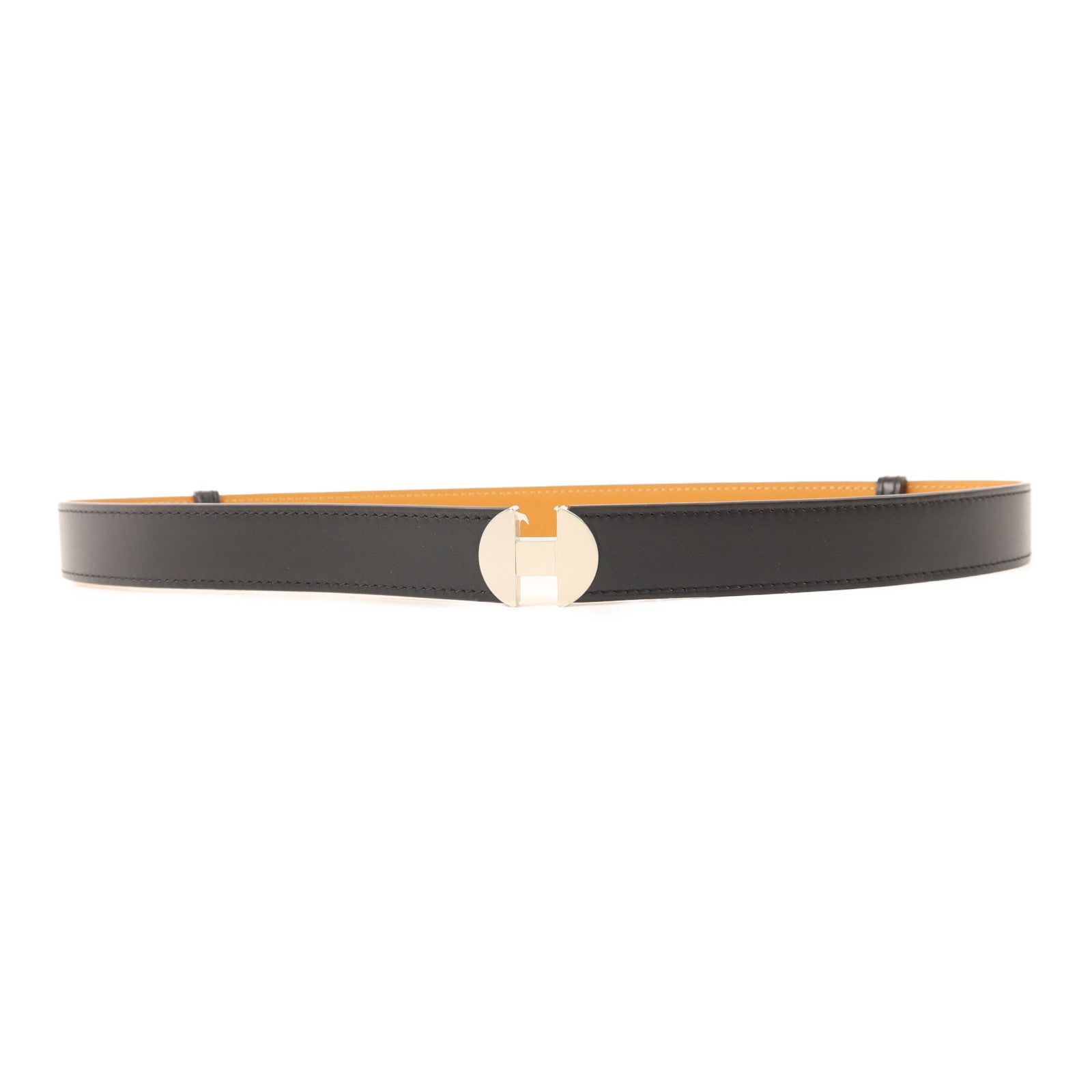 HERMES Chamonix皮革2002-24MM Belt銀扣皮帶Noir