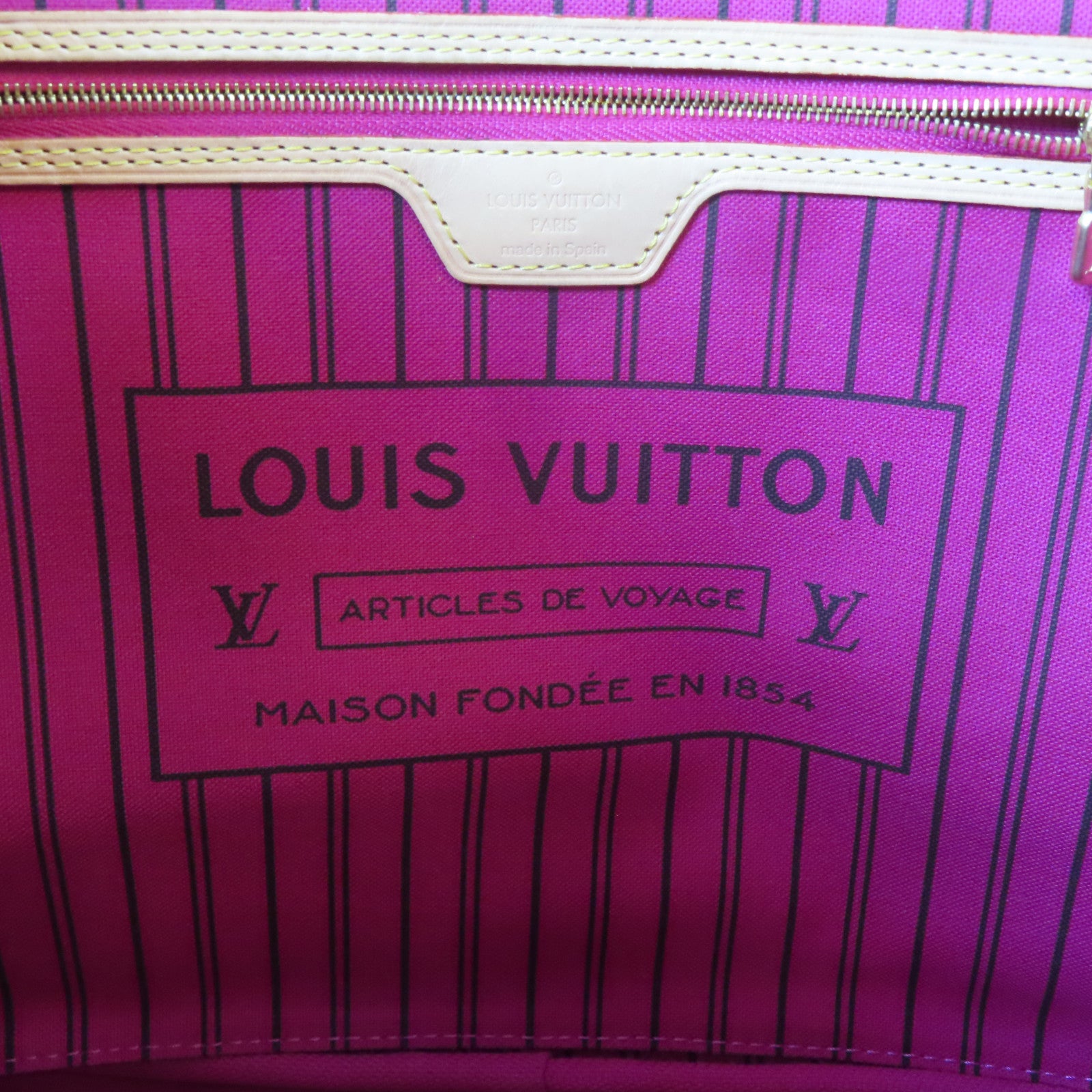 LOUIS VUITTON Monogram Neverfull MM金扣手挽袋啡色