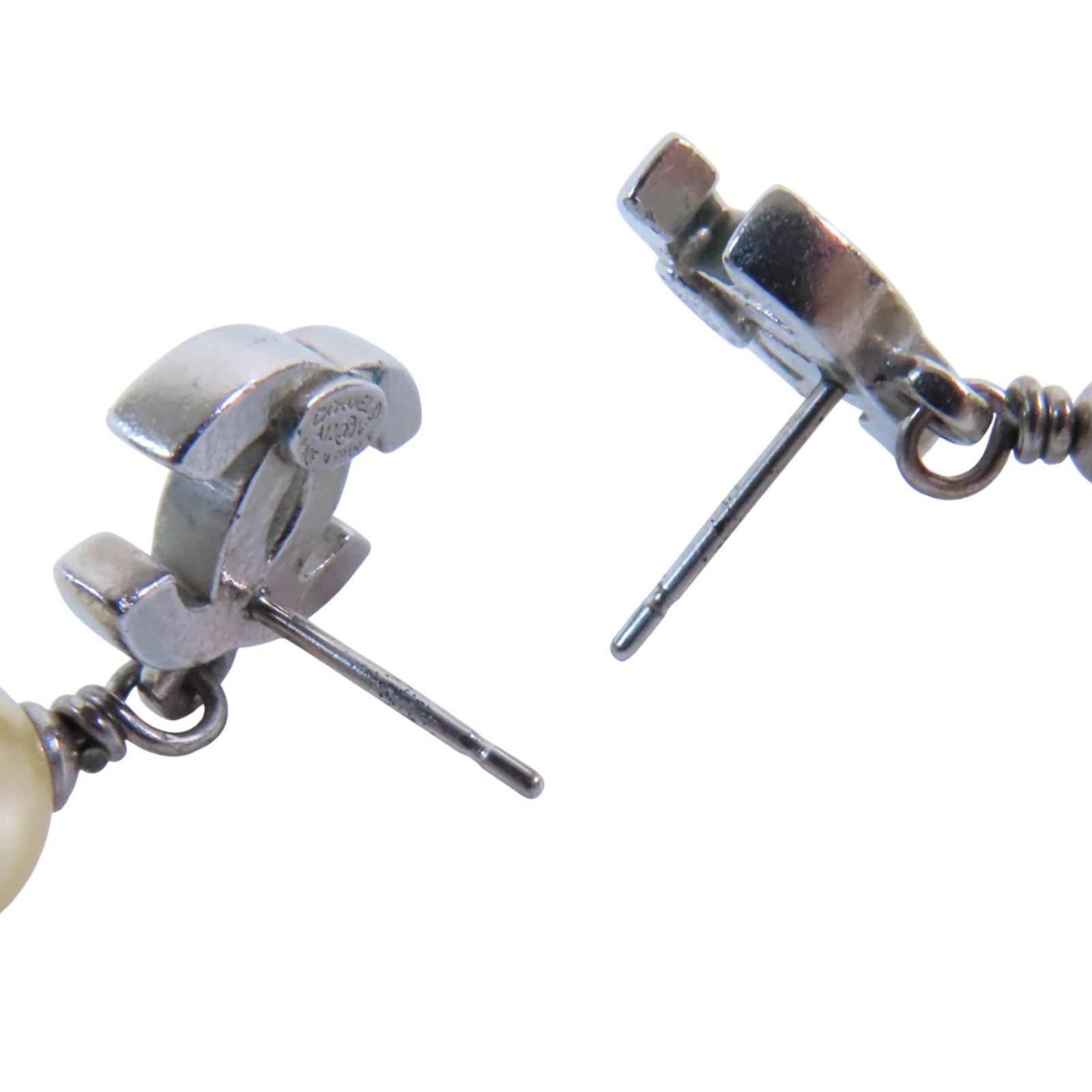 CHANEL 金屬/仿珍珠Earrings銀扣耳環