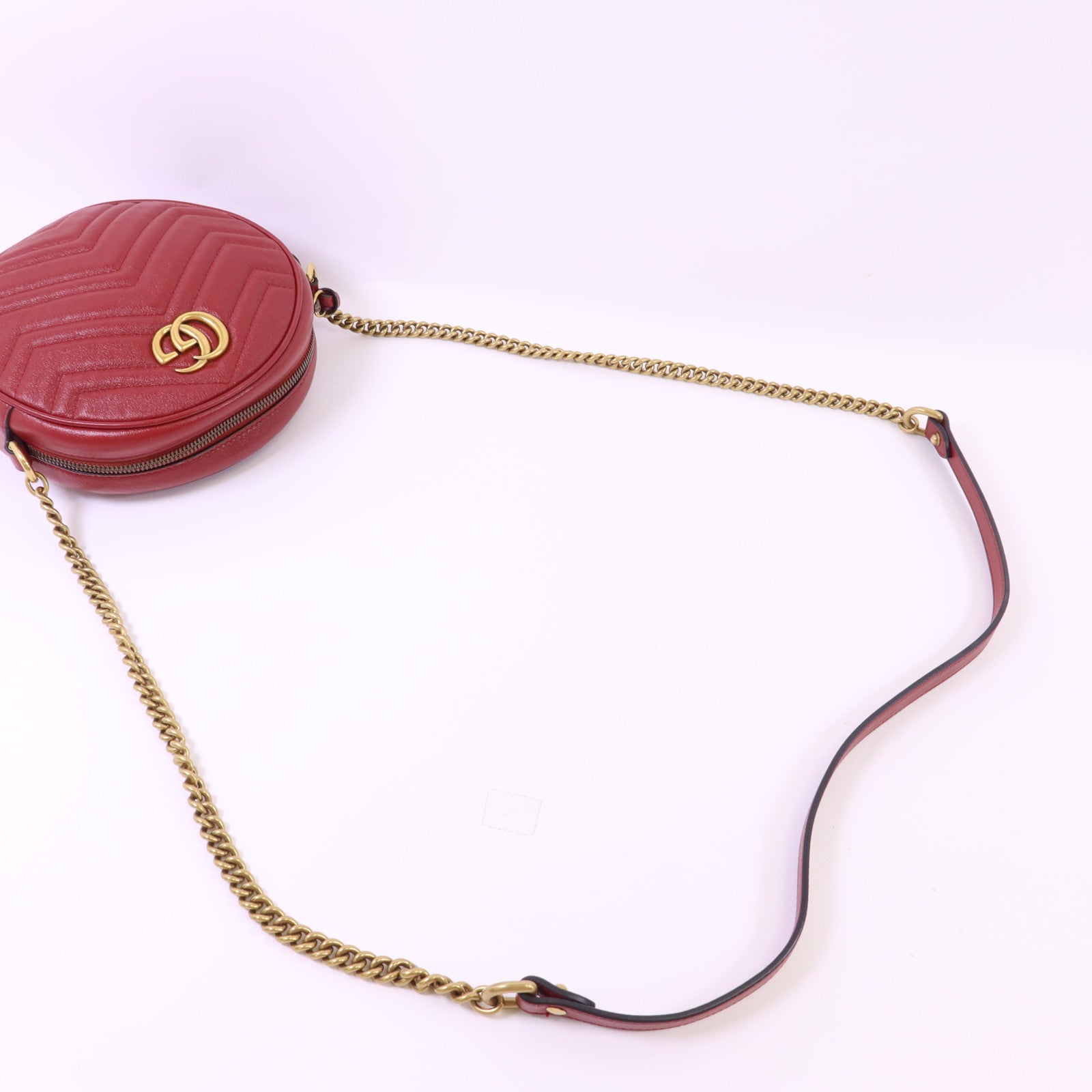 GUCCI 牛皮皮革GG Marmont金扣鏈帶肩背袋