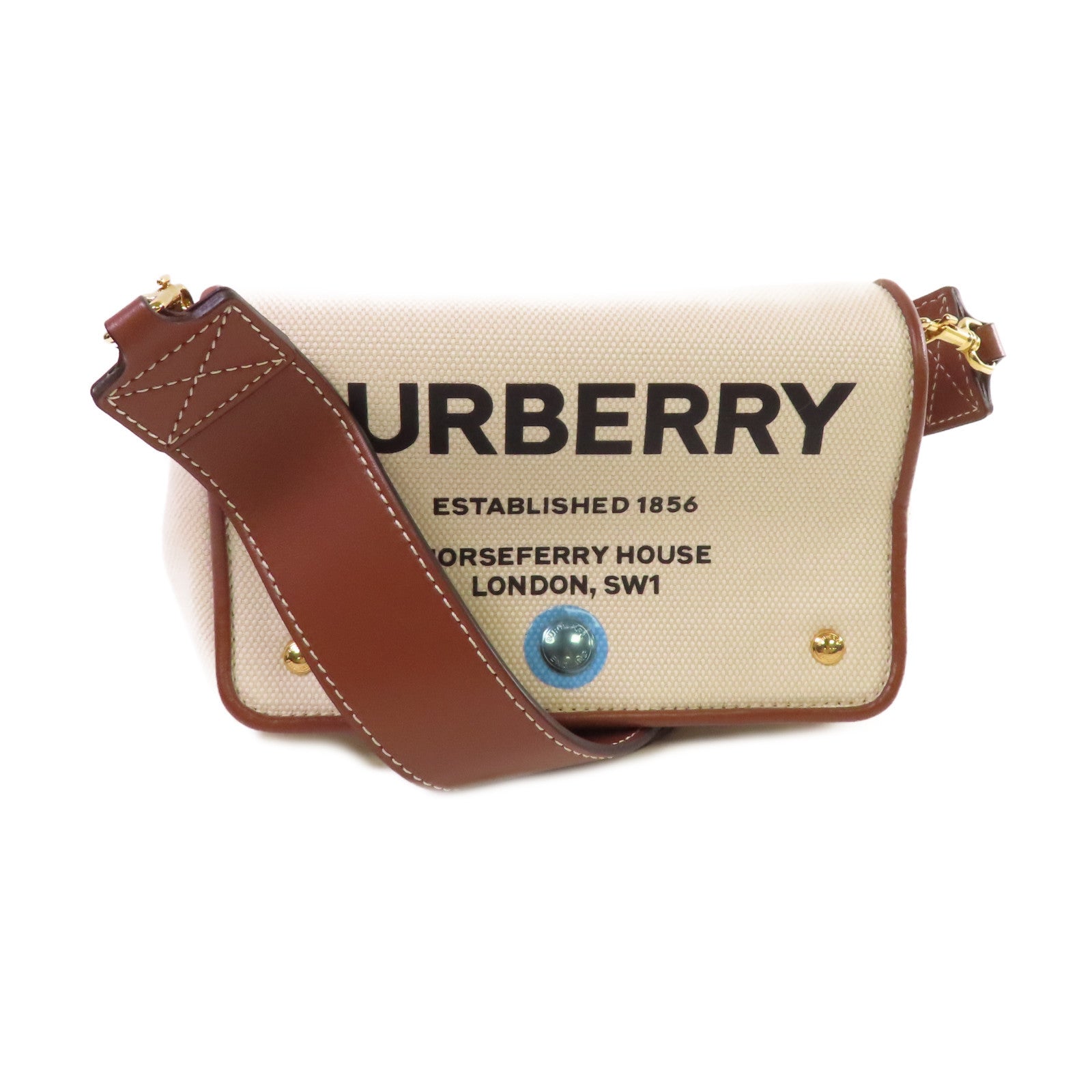 BURBERRY 帆布Shoulder Bag金扣肩背袋杏色/啡色