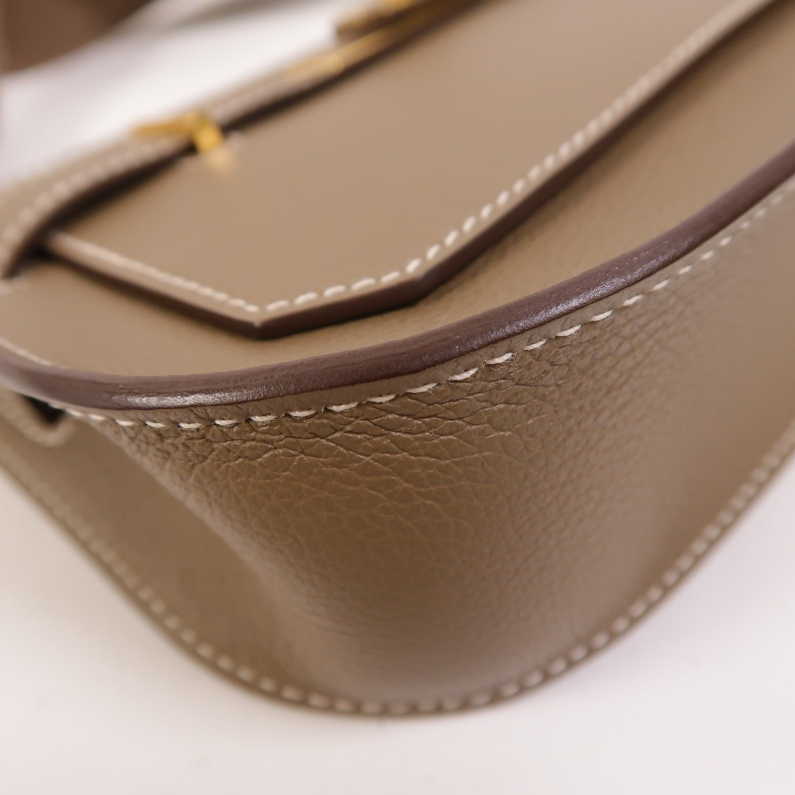 HERMES Evercolor皮革Mini Jypsiere金扣肩背袋Etoupe