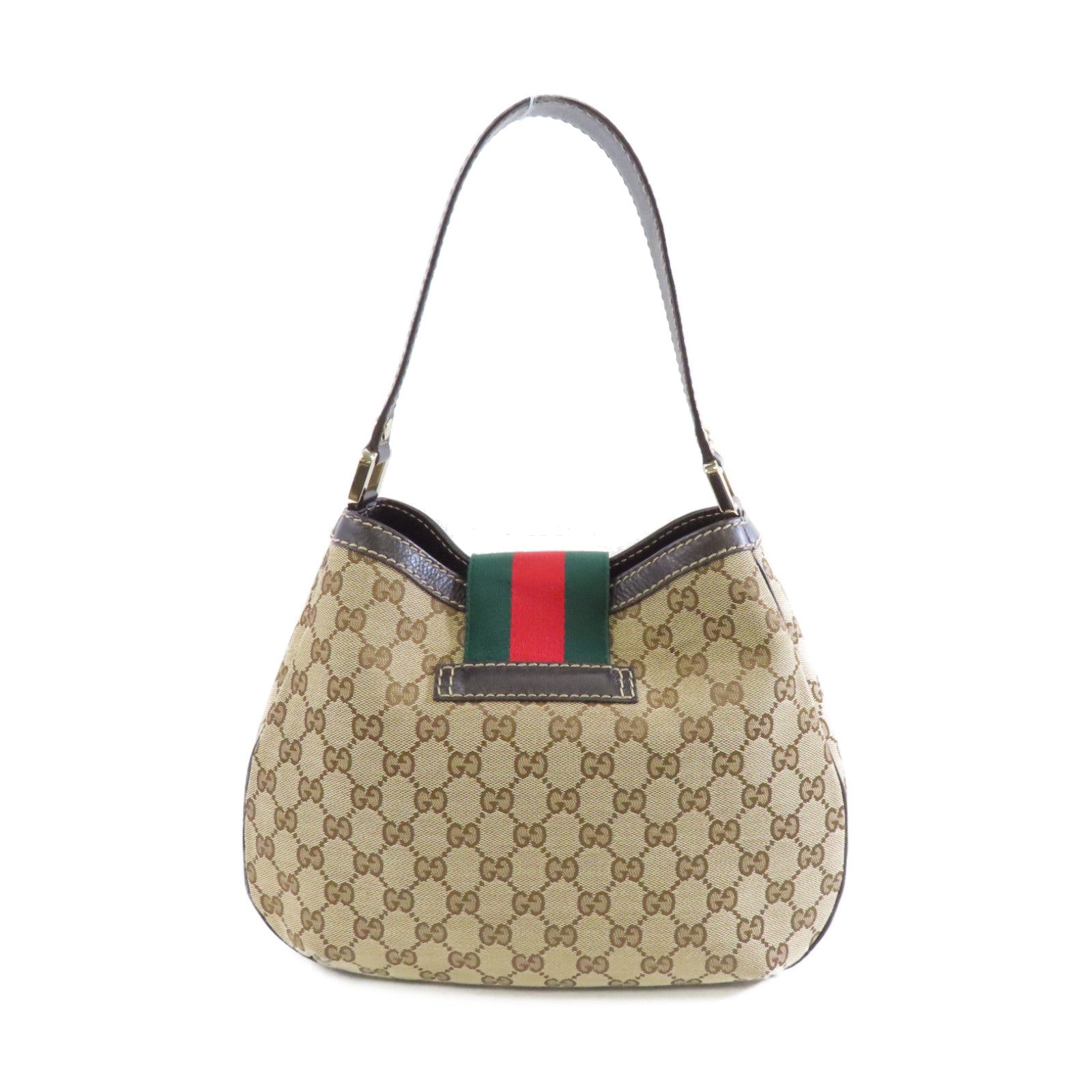 GUCCI 帆布Shoulder Bag金扣手挽袋棕色