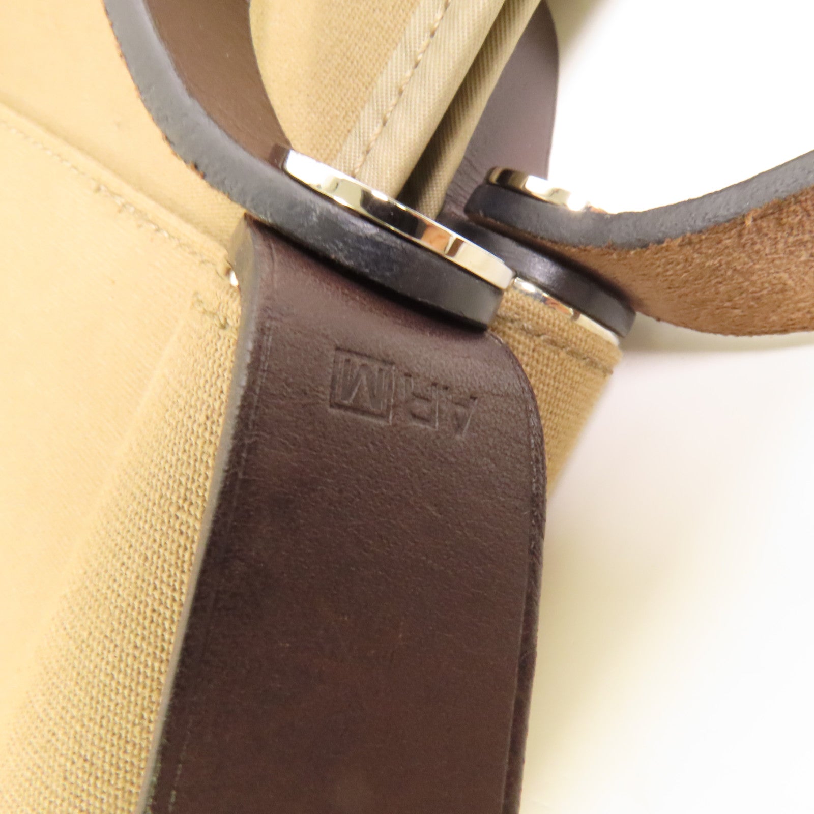 HERMES 帆布Cabag Elan銀扣手挽肩背兩用袋Taupe