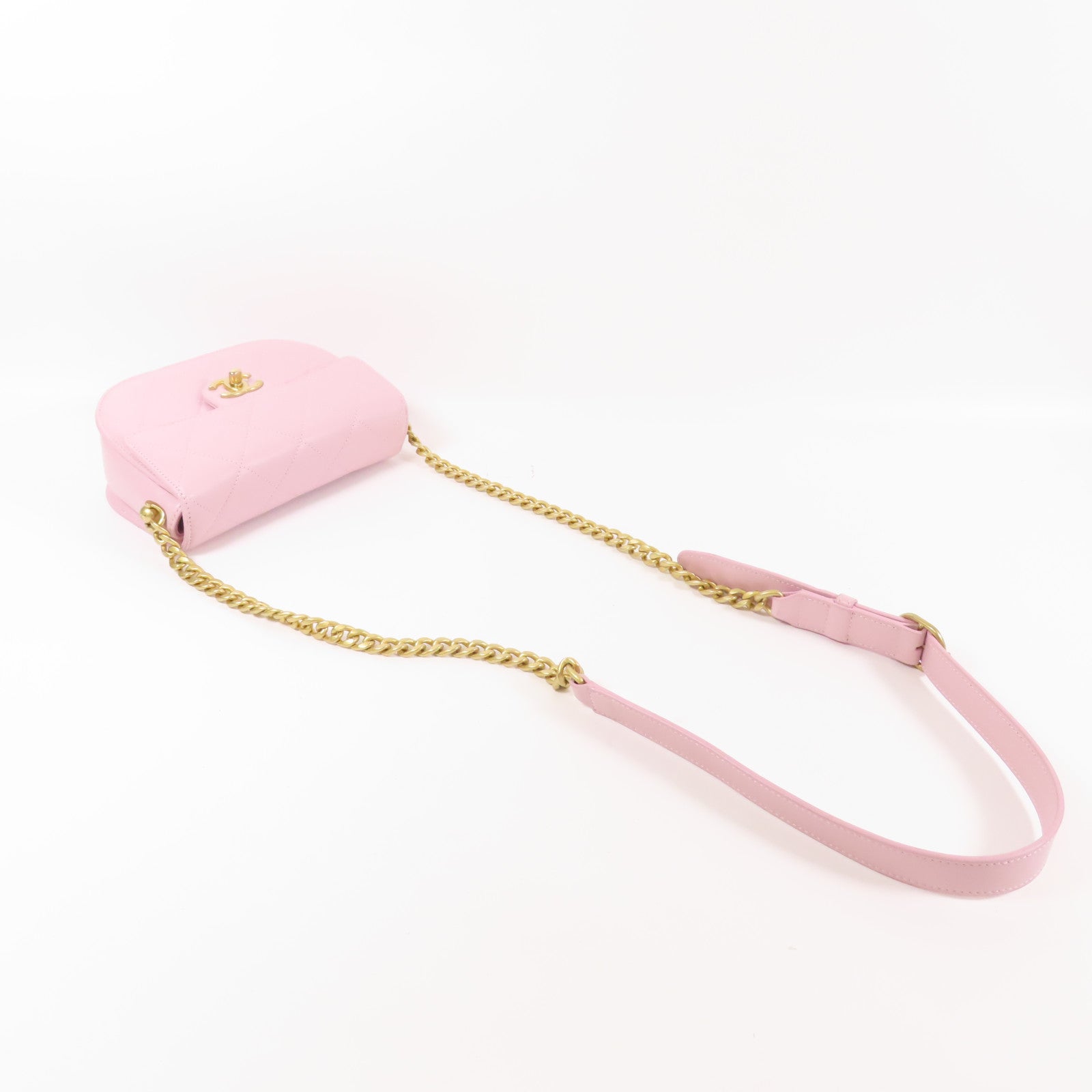 CHANEL 牛皮皮革Shoulder Bag金扣鏈帶肩背袋