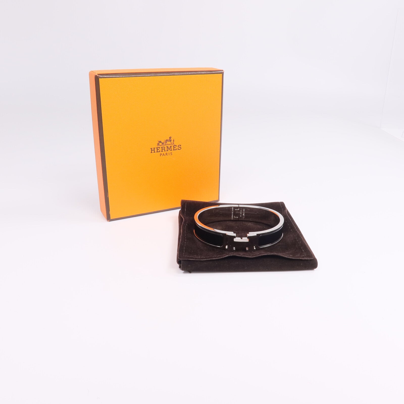 HERMES 金屬/琺瑯Clic H Bracelet手鐲Noir