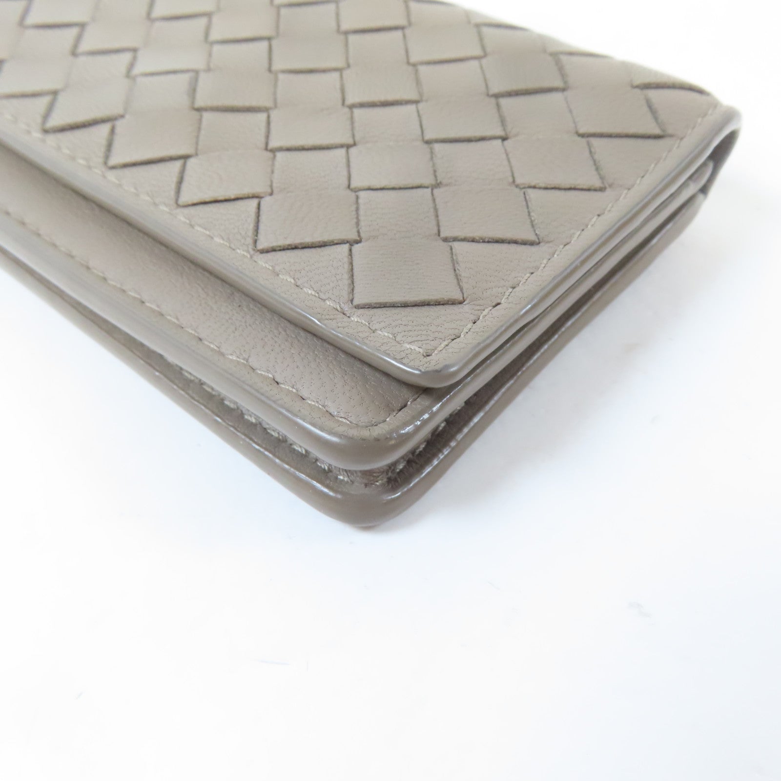 BOTTEGA VENETA 皮革Card Holder銀扣卡片套灰色