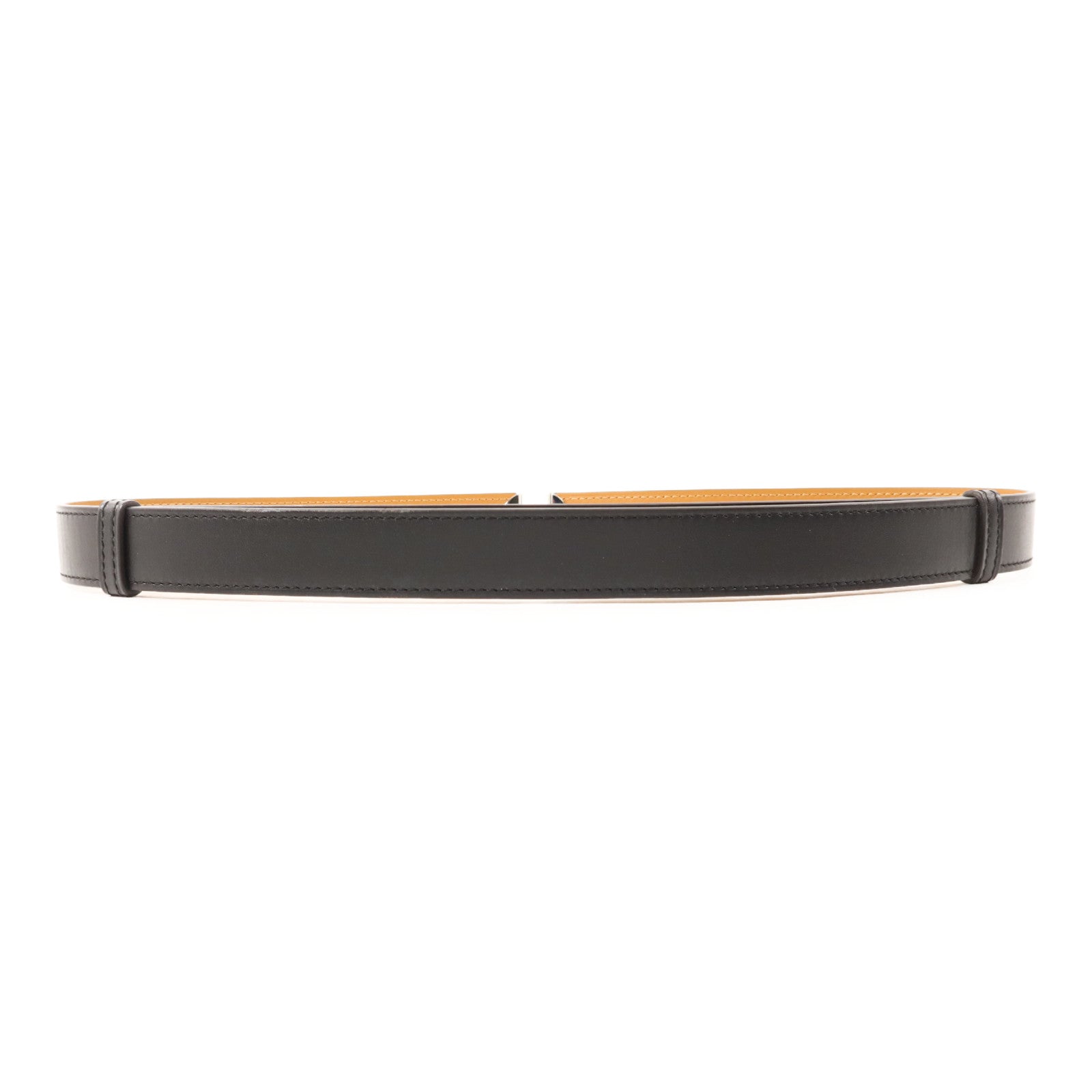 HERMES Chamonix皮革2002-24MM Belt銀扣皮帶Noir