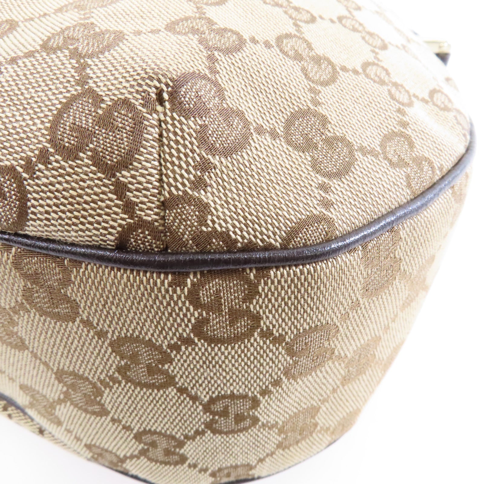 GUCCI 帆布Shoulder Bag金扣手挽袋棕色