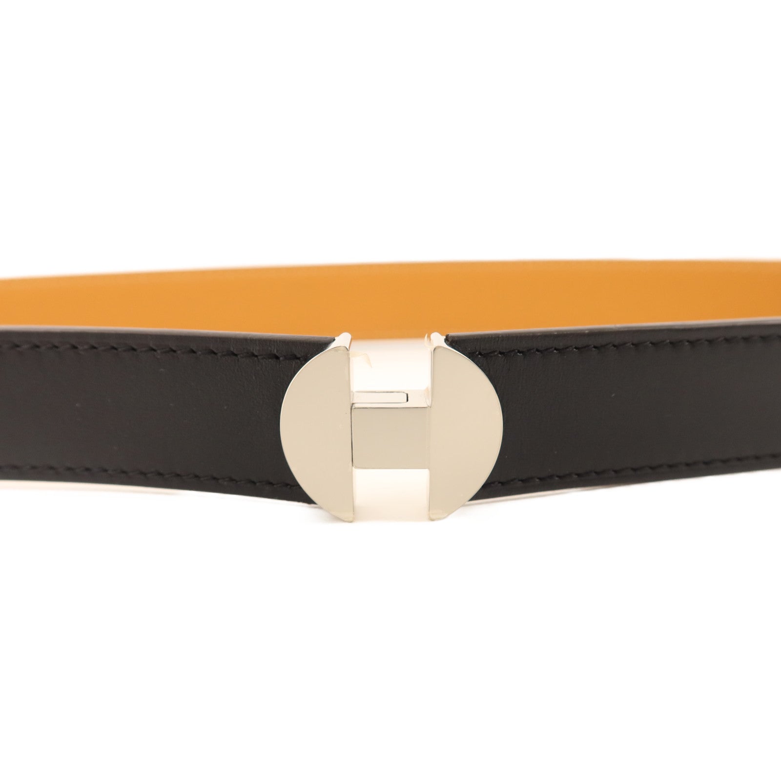 HERMES Chamonix皮革2002-24MM Belt銀扣皮帶Noir