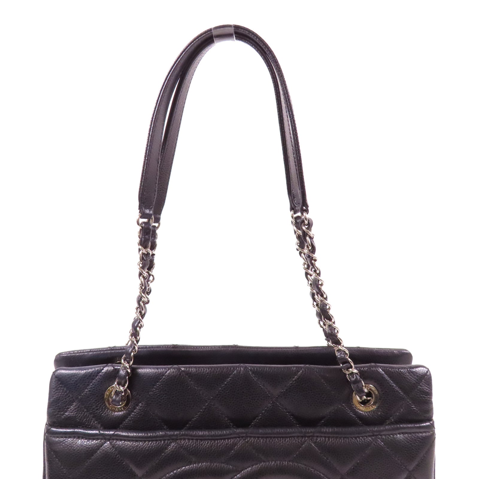 CHANEL 牛皮皮革Shoulder Bag銀扣肩背袋