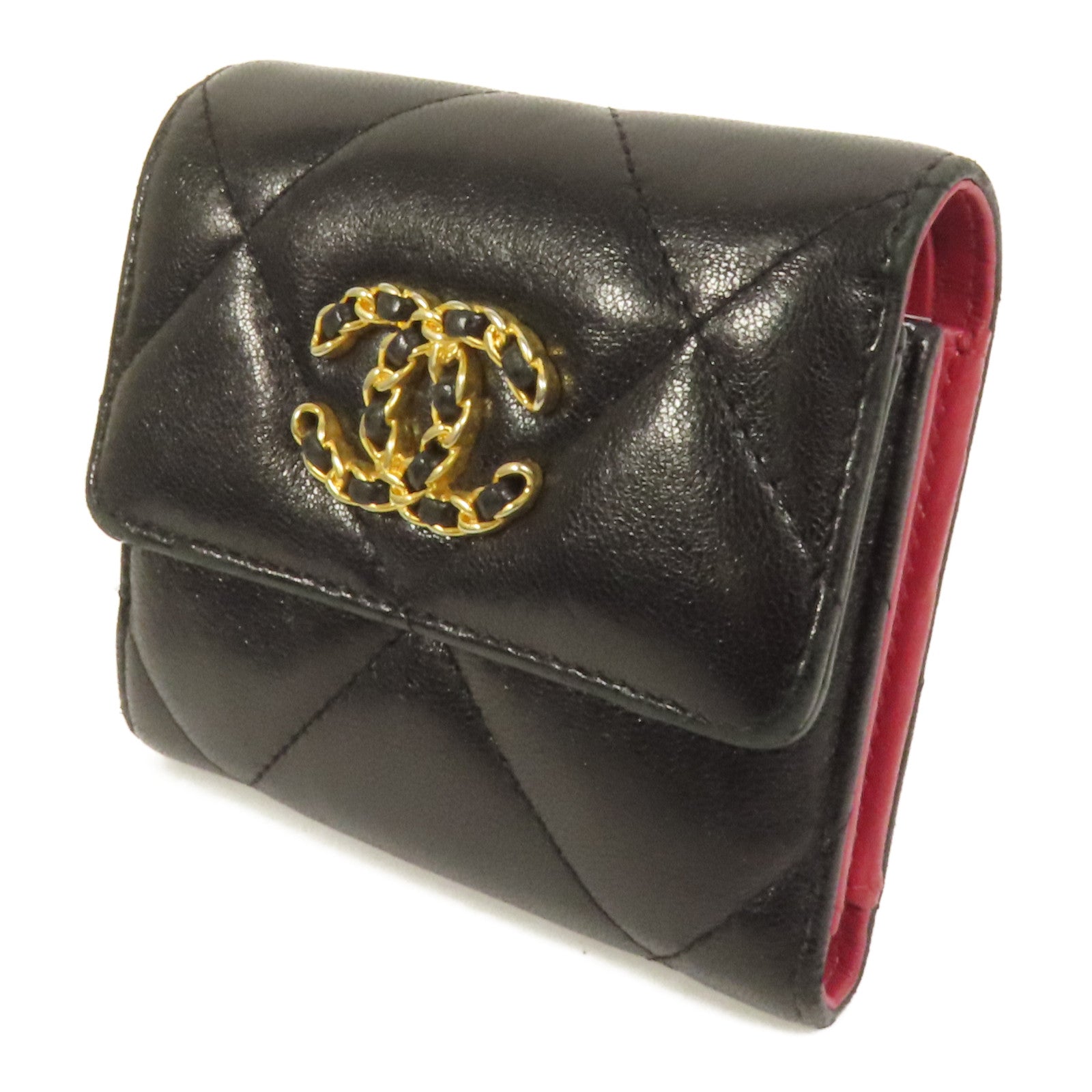 CHANEL 羊皮皮革C19 Wallet金扣錢包