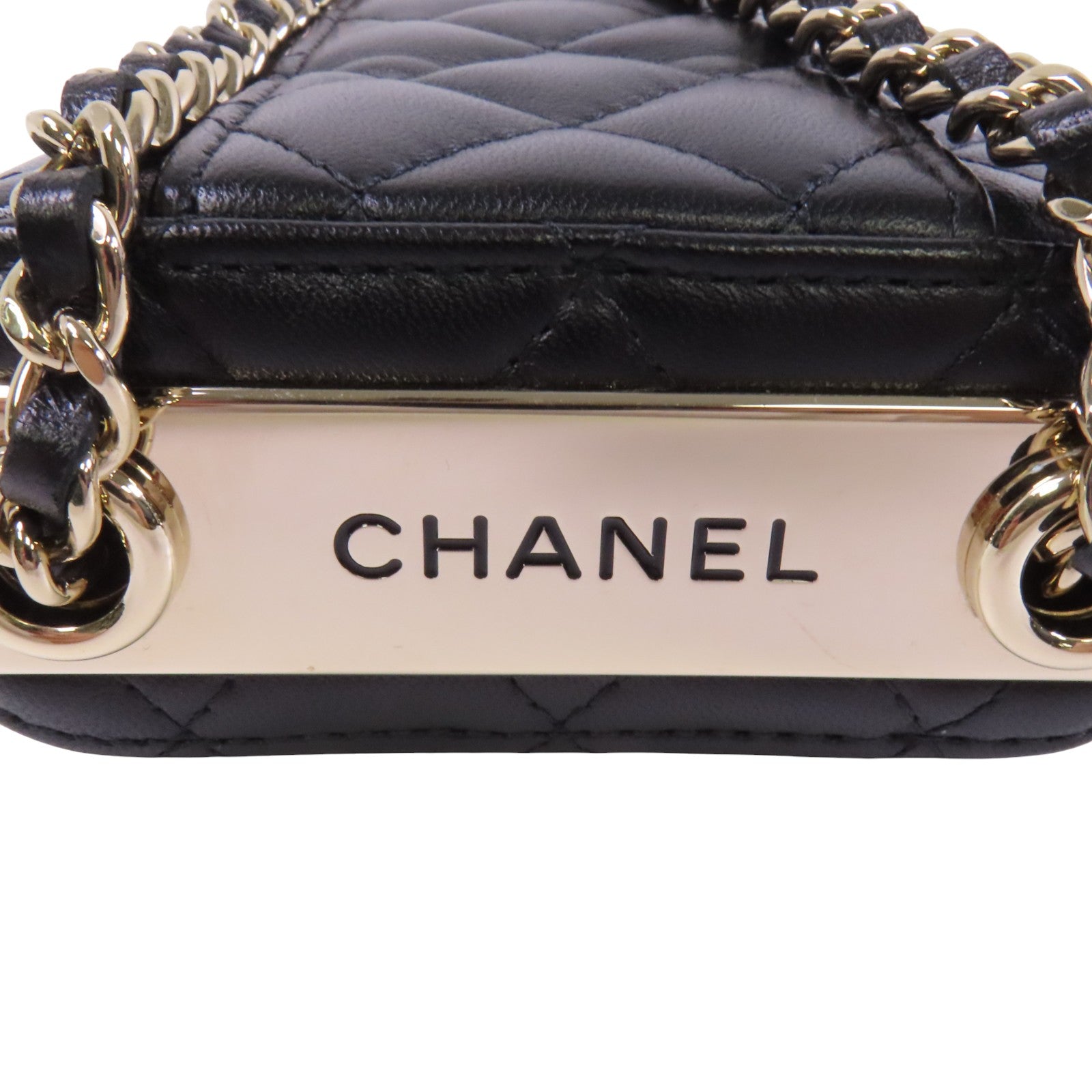 CHANEL 【激減優惠】羊皮皮革Vanity Phone Case with Chain金扣鏈帶肩背袋