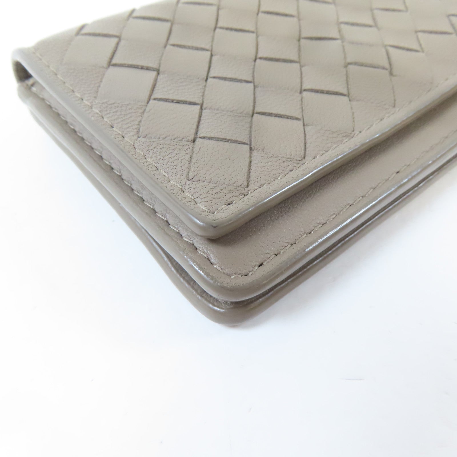 BOTTEGA VENETA 皮革Card Holder銀扣卡片套灰色