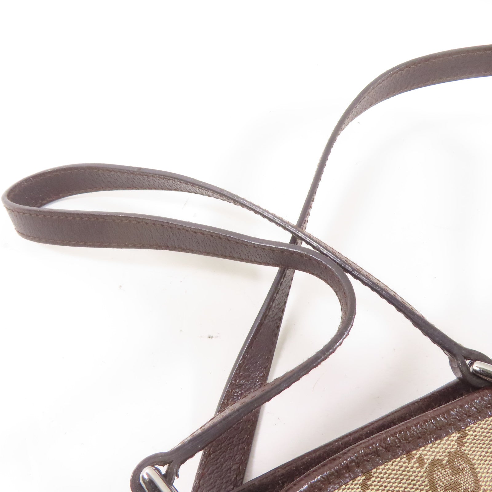 GUCCI 帆布Tote Bag銀扣肩背袋啡色