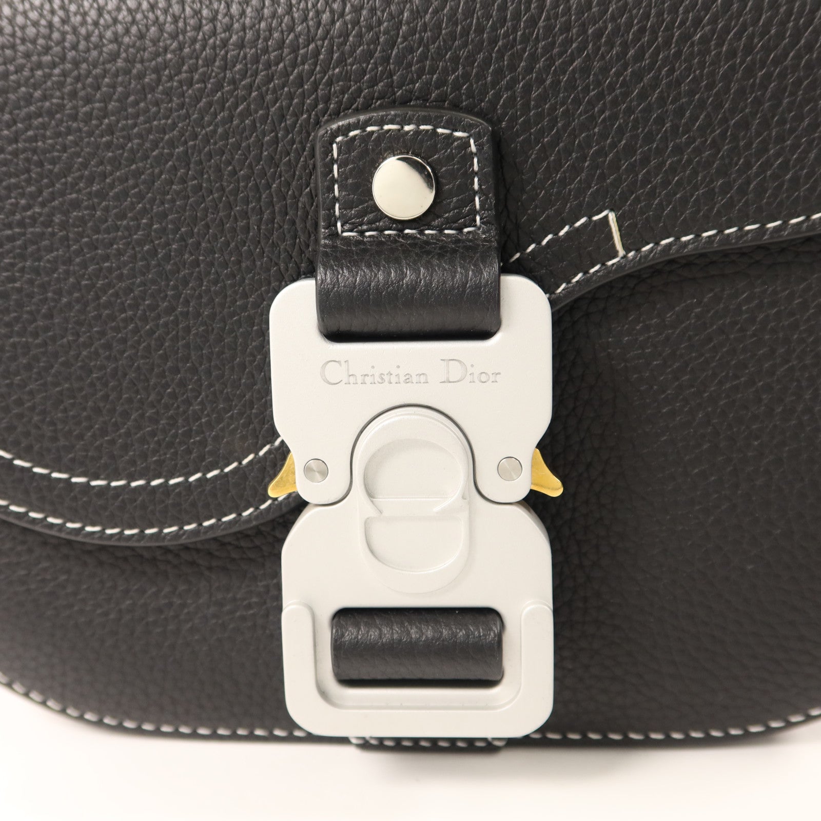 Dior 牛皮皮革Mini Saddle Messenger Bag With Flap銀扣肩背袋