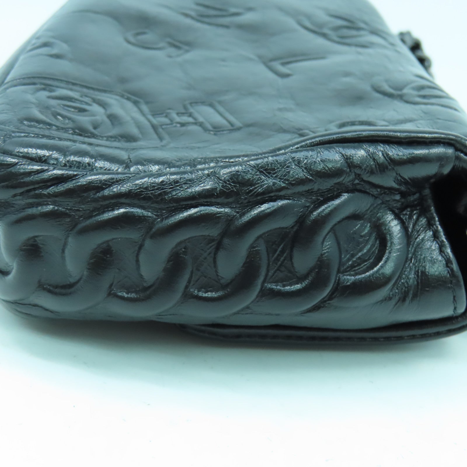 CHANEL 【清倉大減價】牛皮皮革Chain Shoulder銀扣鏈帶肩背袋黑色