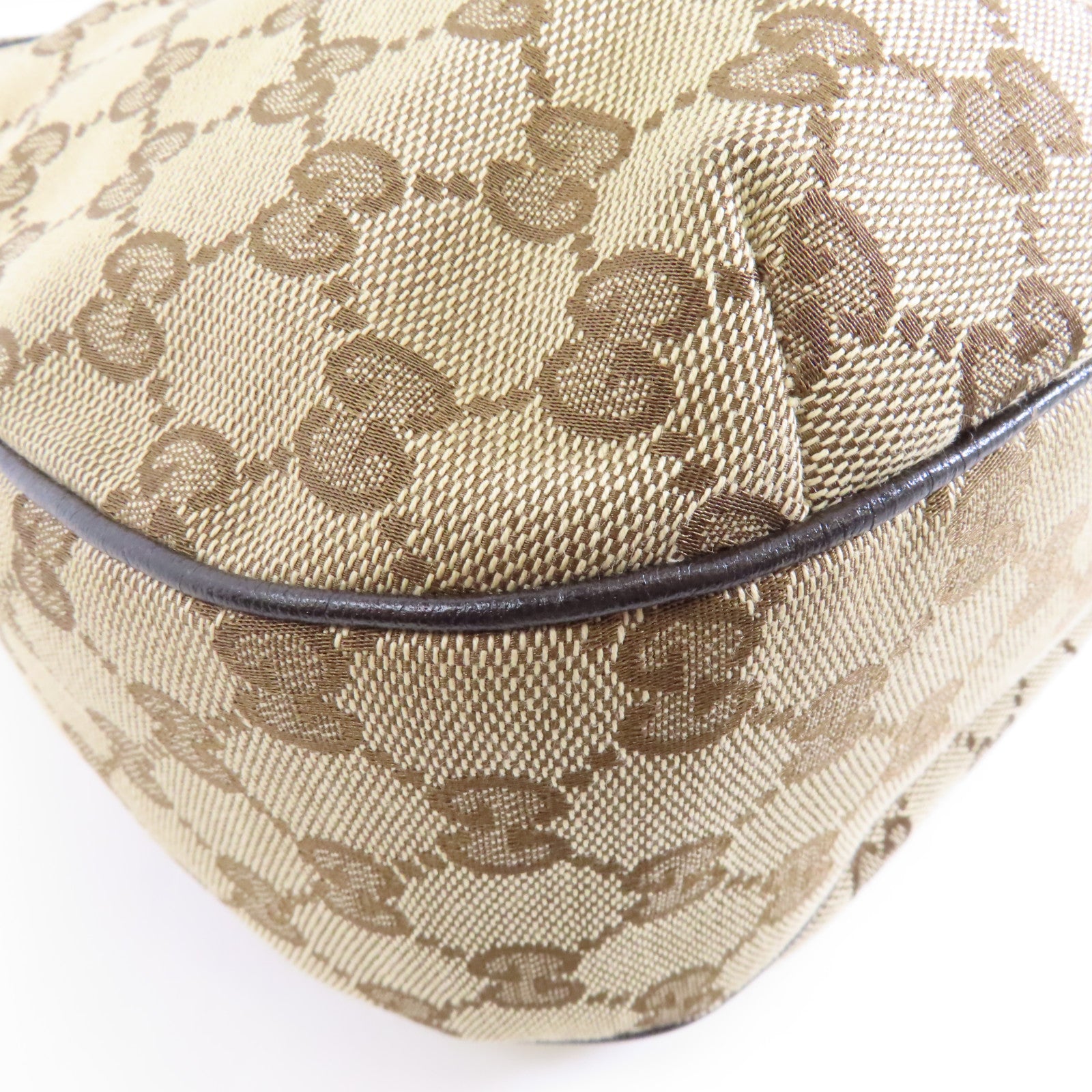 GUCCI 帆布Shoulder Bag金扣手挽袋棕色