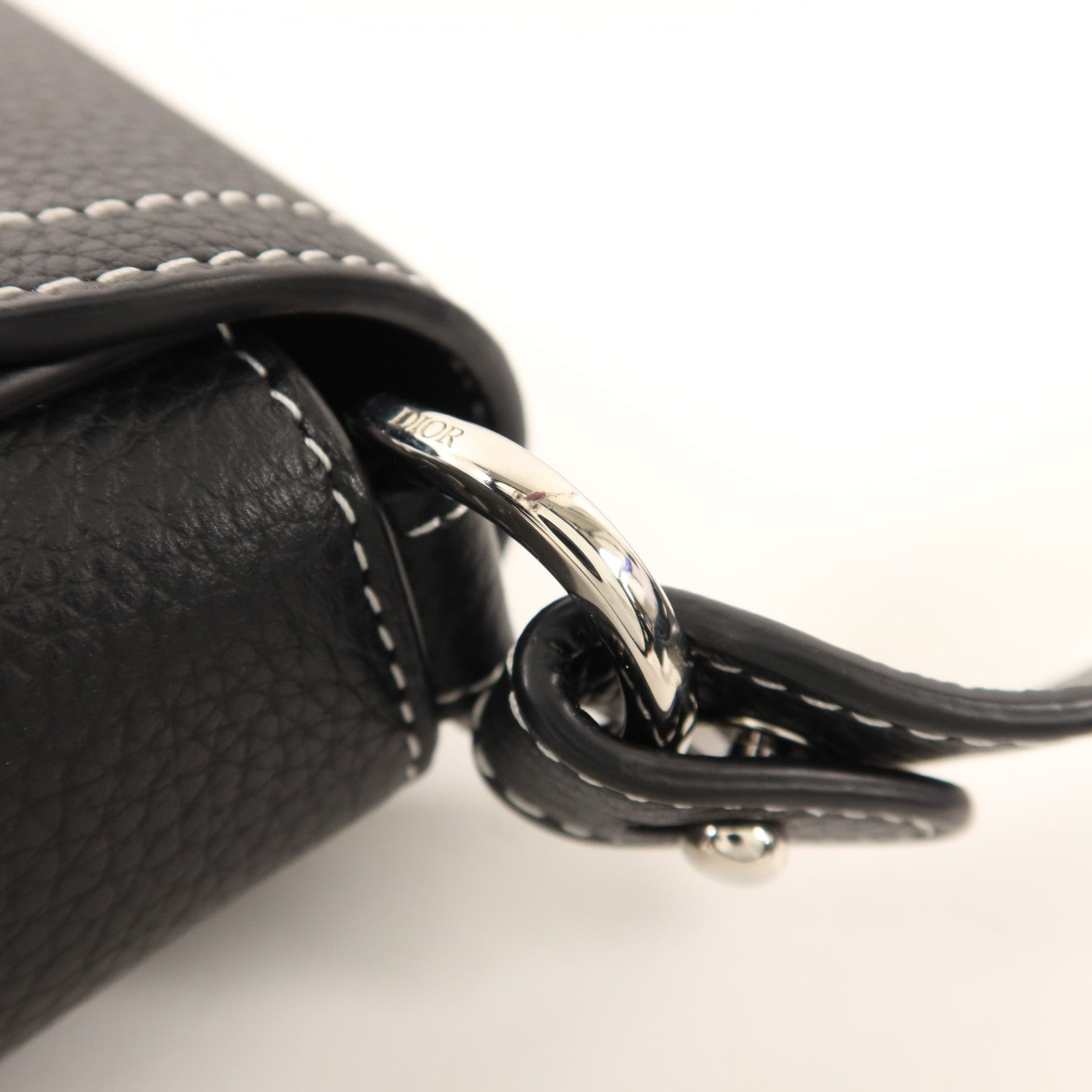 Dior 牛皮皮革Mini Saddle Messenger Bag With Flap銀扣肩背袋