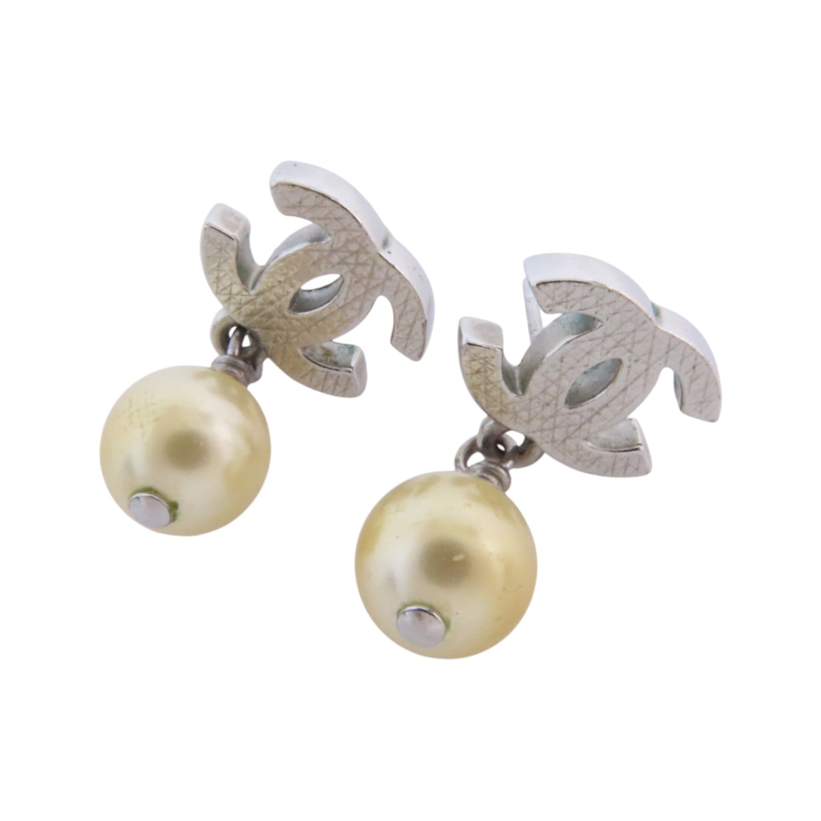 CHANEL 金屬/仿珍珠Earrings銀扣耳環