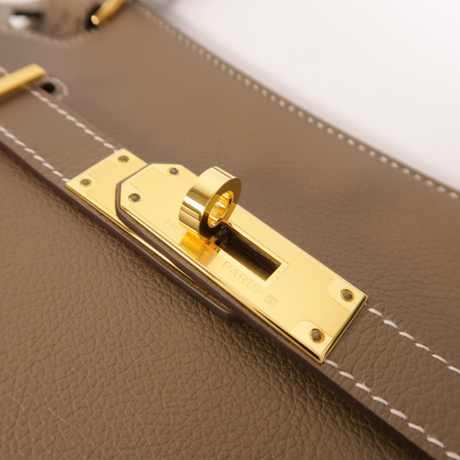 HERMES Evercolor皮革Mini Jypsiere金扣肩背袋Etoupe