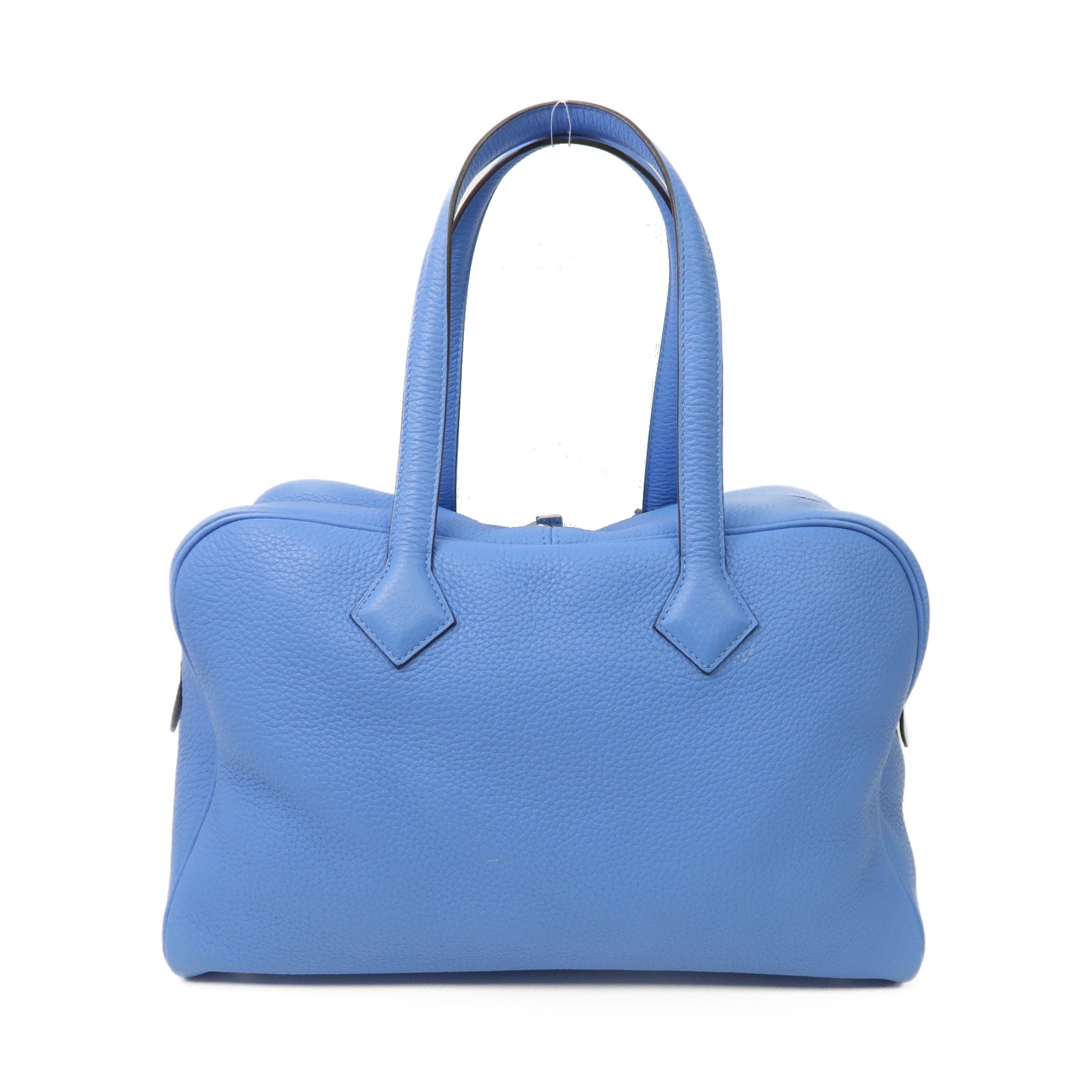 HERMES Clemence皮革Victoria Hand Bag銀扣手挽袋Bleu Paradise藍色