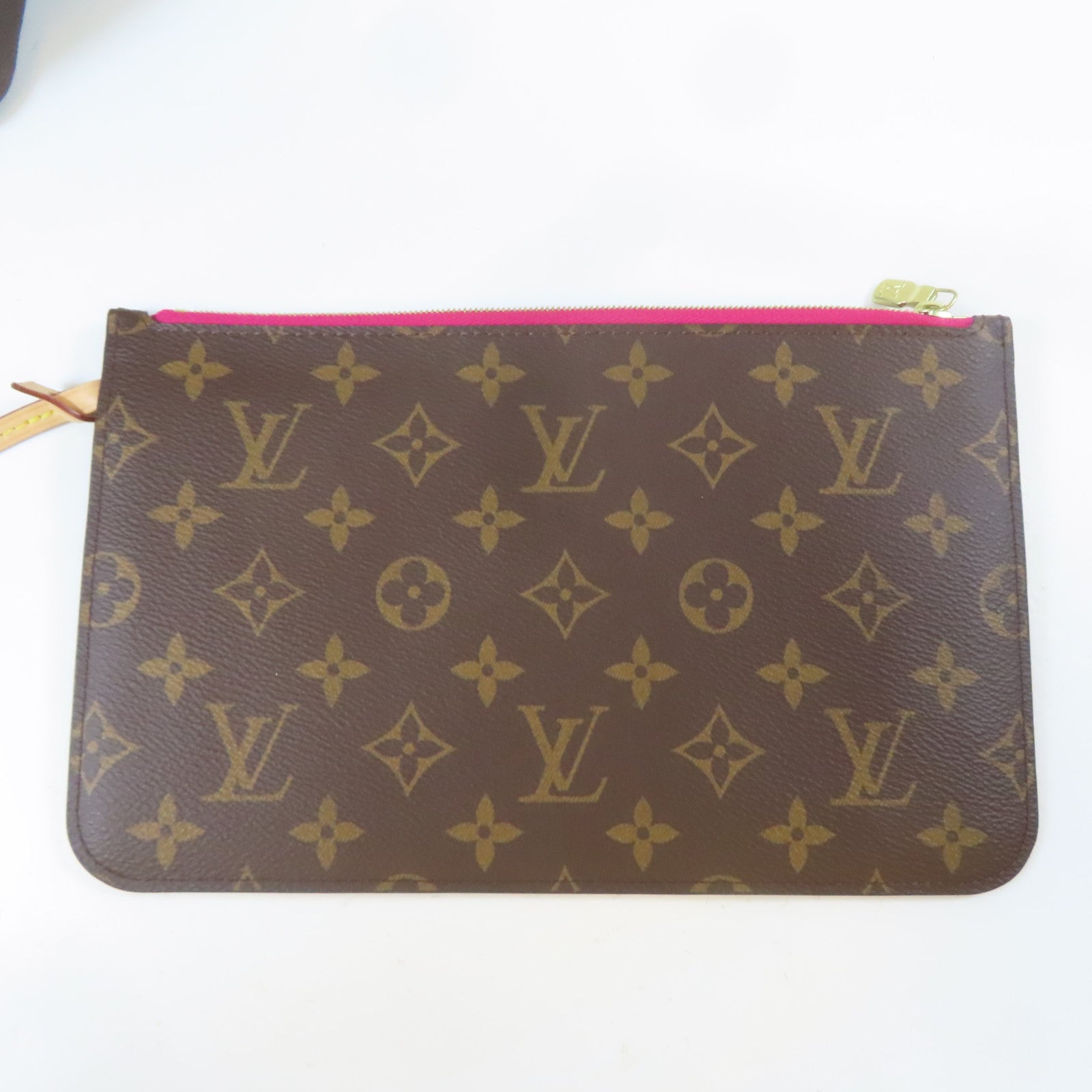 LOUIS VUITTON Monogram Neverfull MM金扣手挽袋啡色
