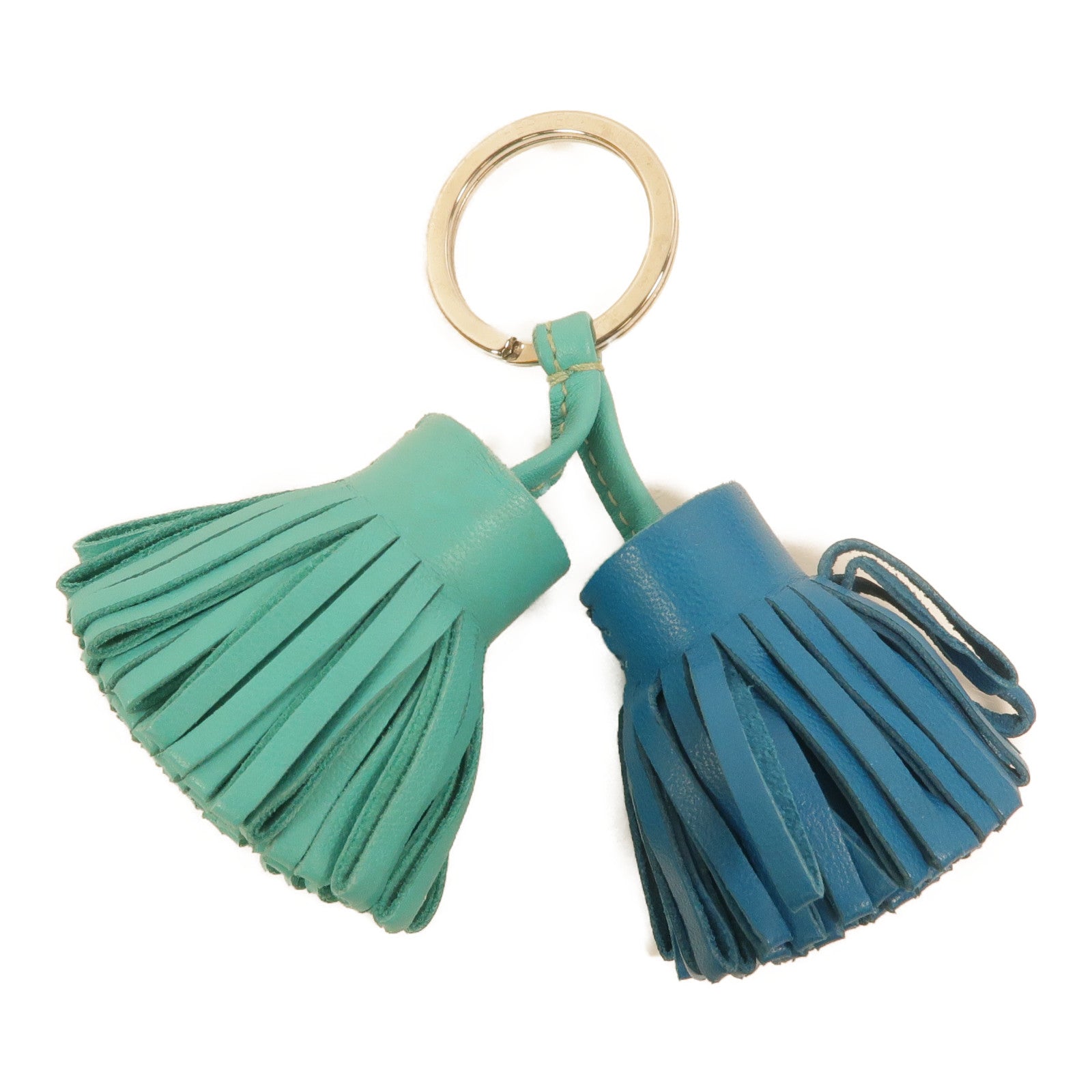 HERMES Milo皮革Carmen Uno-Dos掛飾Bleu lzmir/Lagon