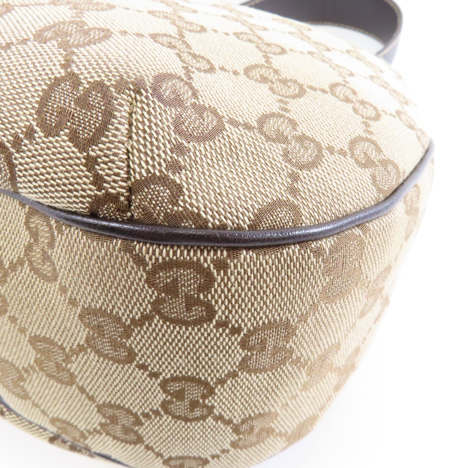 GUCCI 帆布Shoulder Bag金扣手挽袋棕色