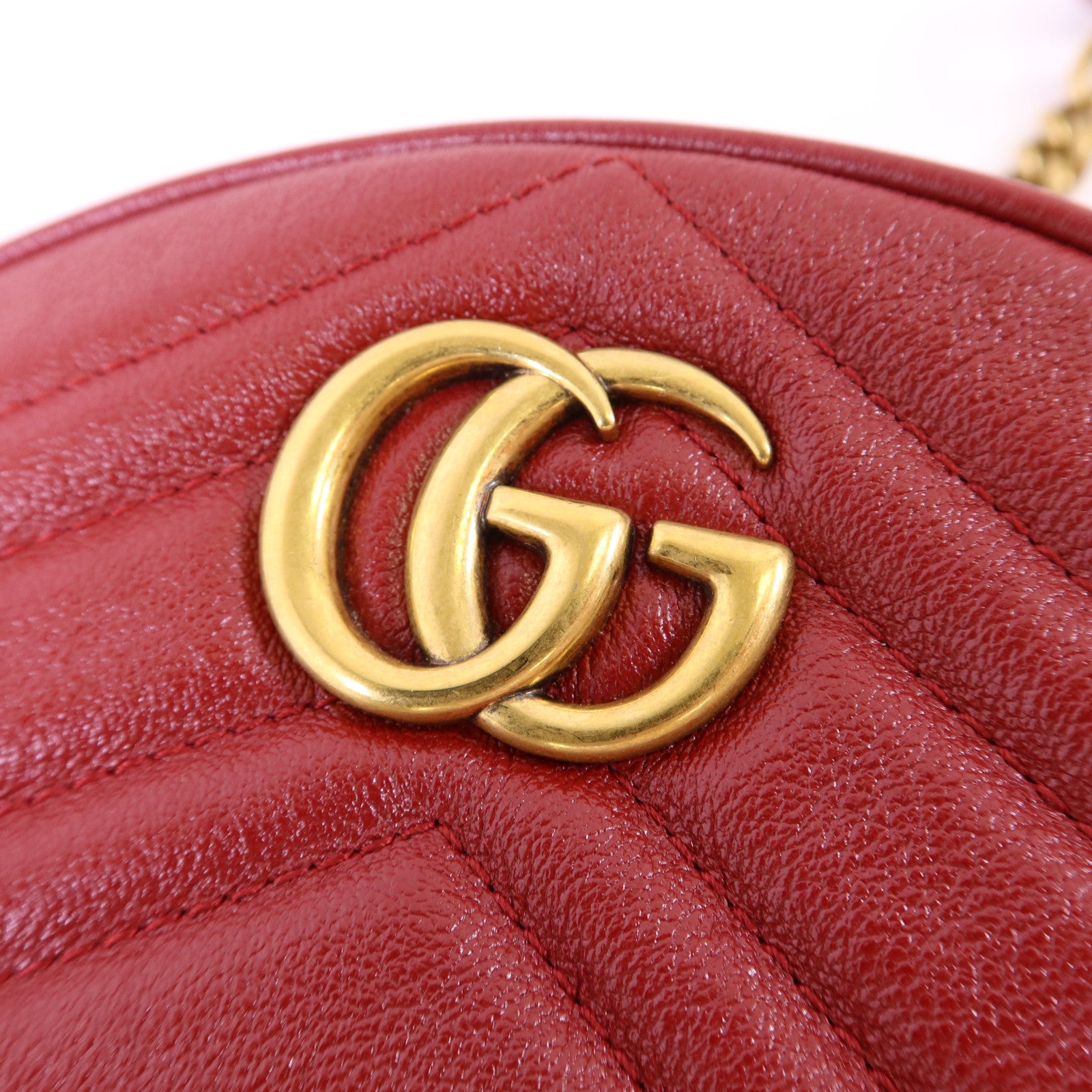 GUCCI 牛皮皮革GG Marmont金扣鏈帶肩背袋