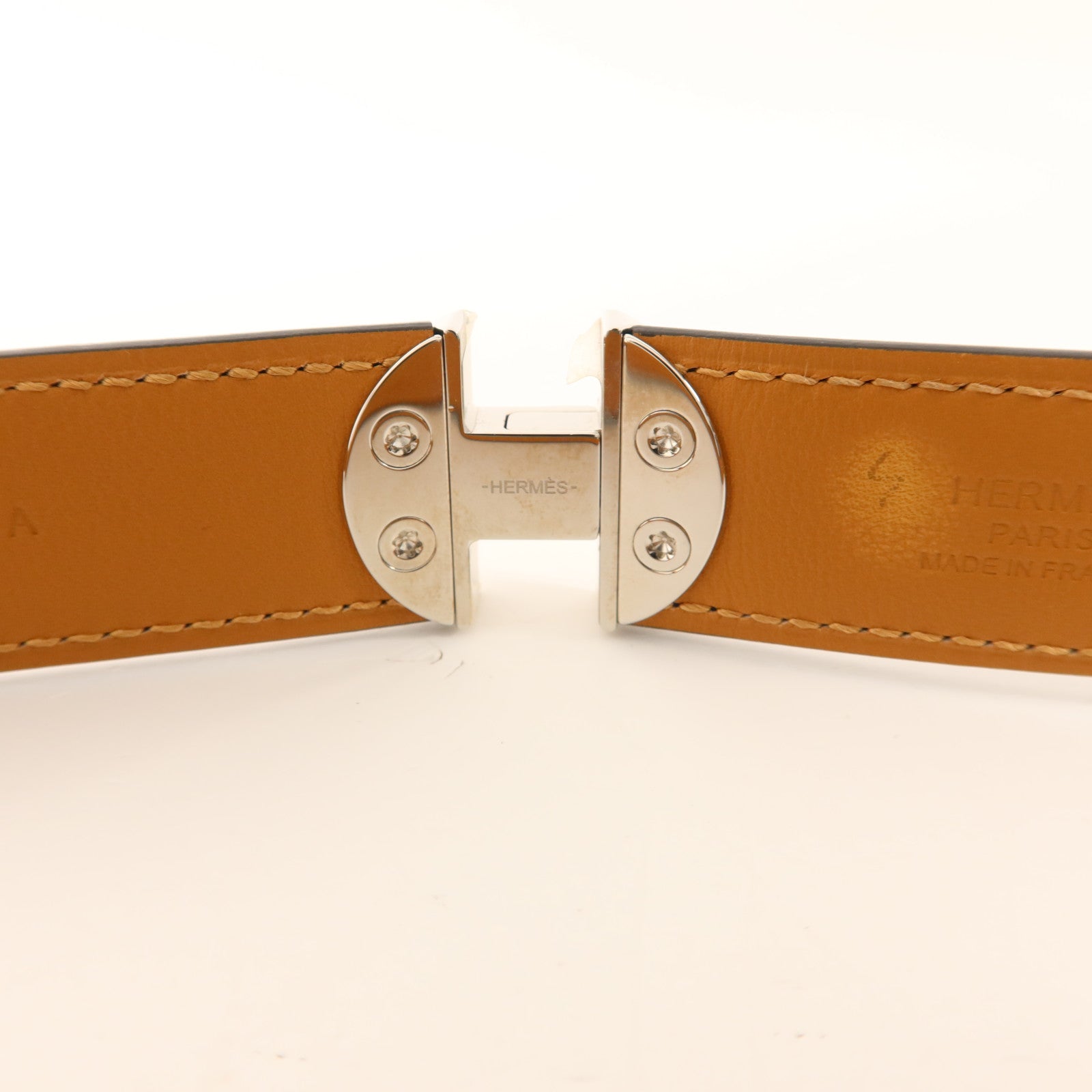 HERMES Chamonix皮革2002-24MM Belt銀扣皮帶Noir