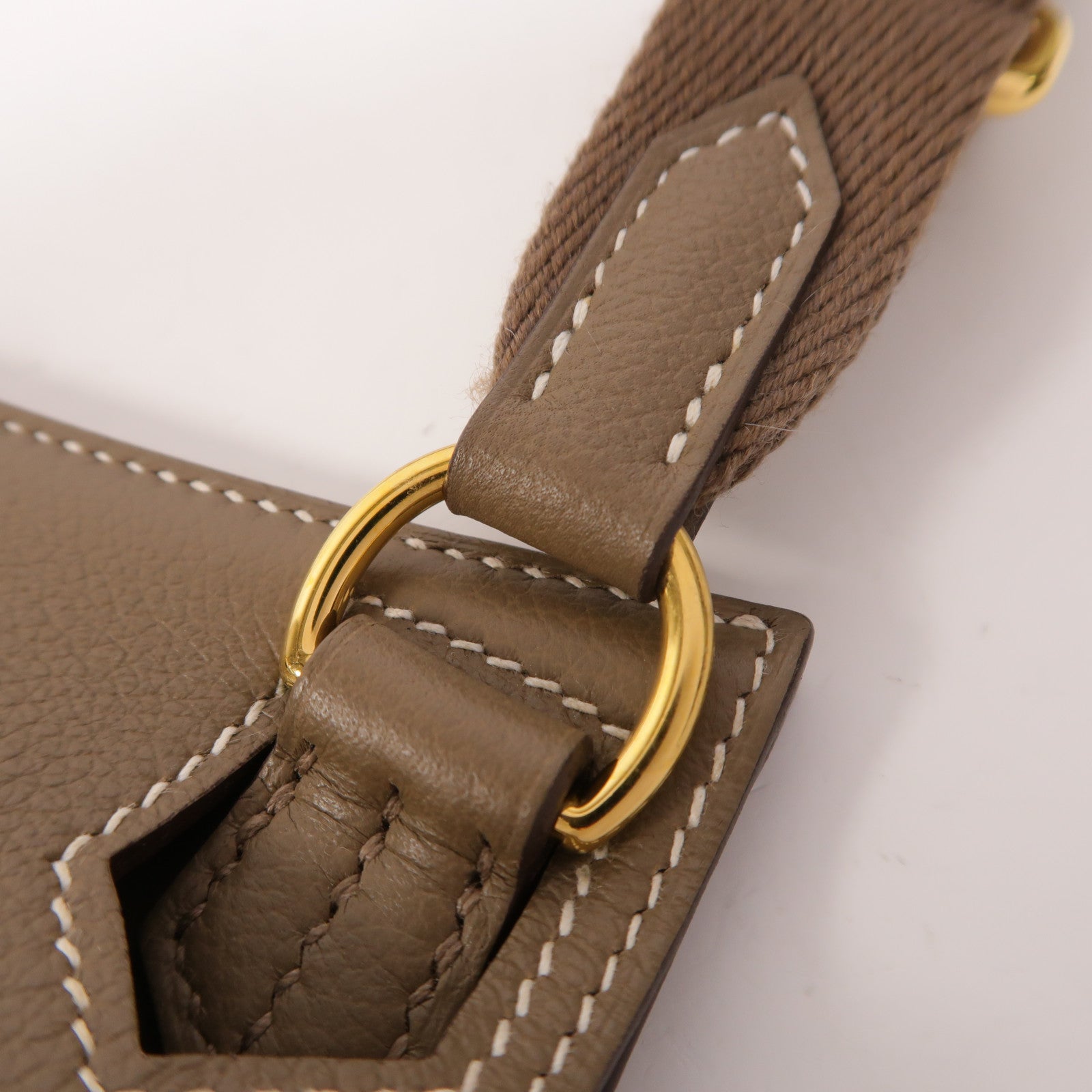 HERMES Evercolor皮革Mini Jypsiere金扣肩背袋Etoupe