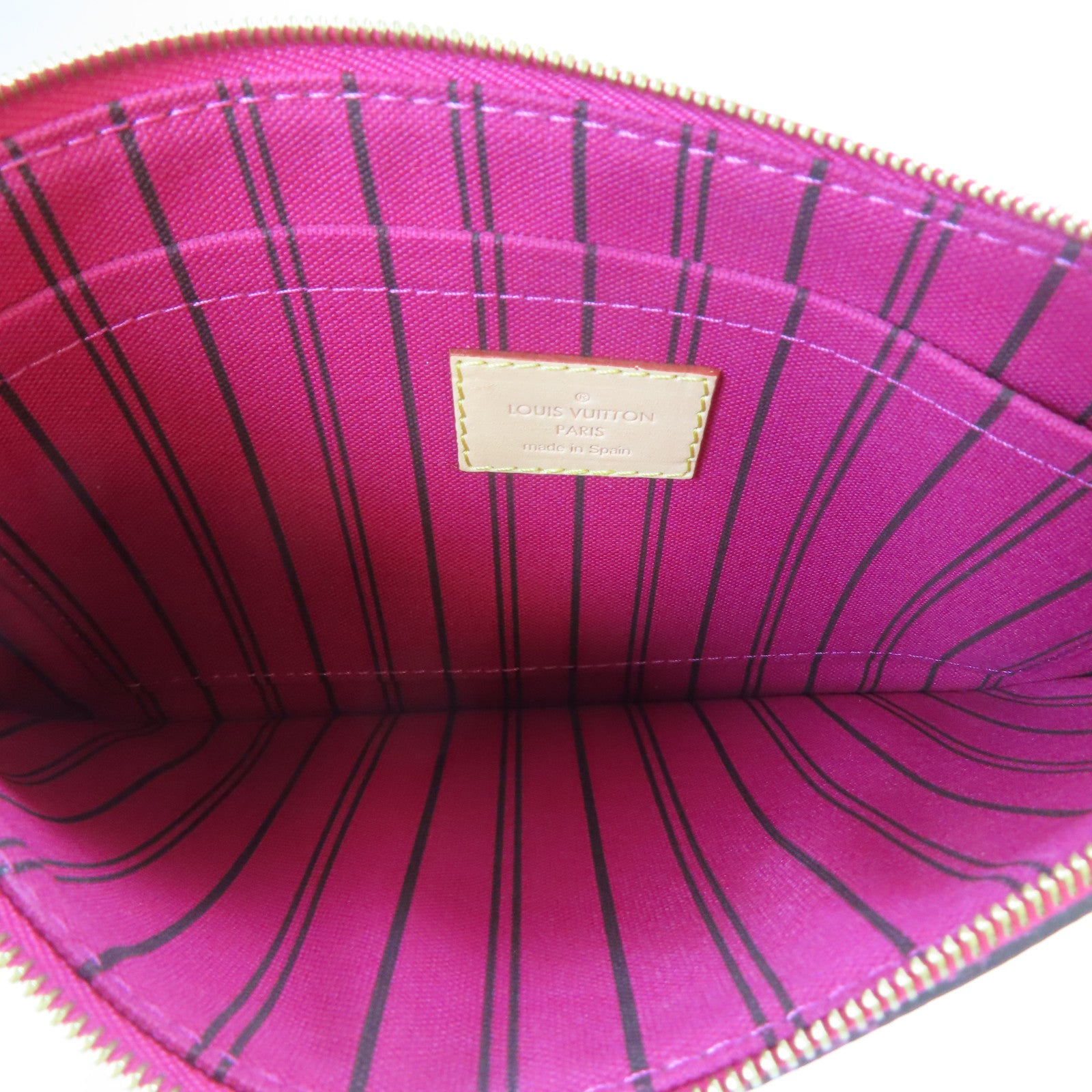 LOUIS VUITTON Monogram Neverfull MM金扣手挽袋啡色