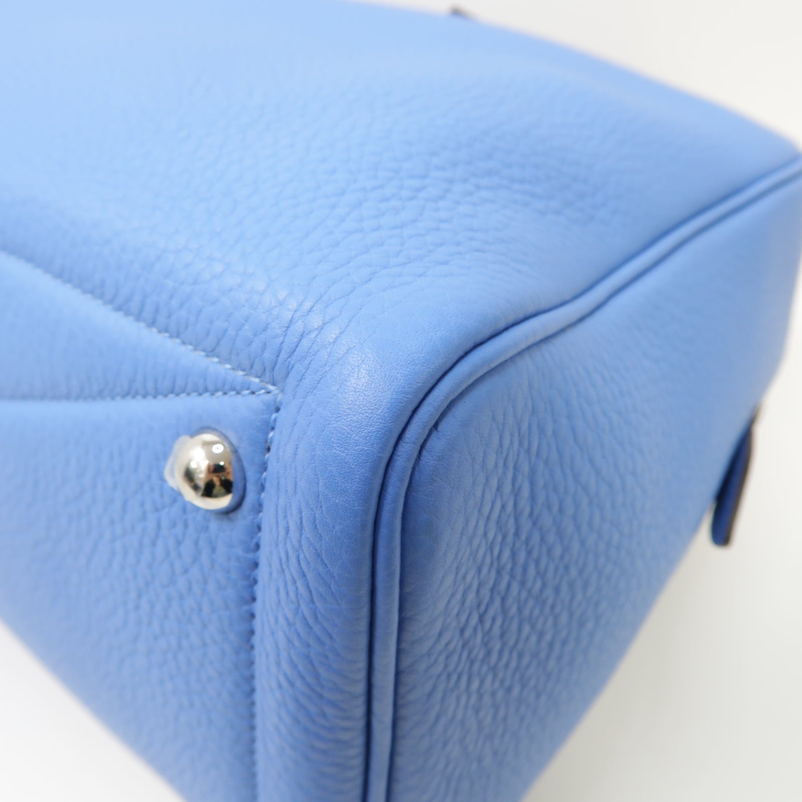 HERMES Clemence皮革Victoria Hand Bag銀扣手挽袋Bleu Paradise藍色