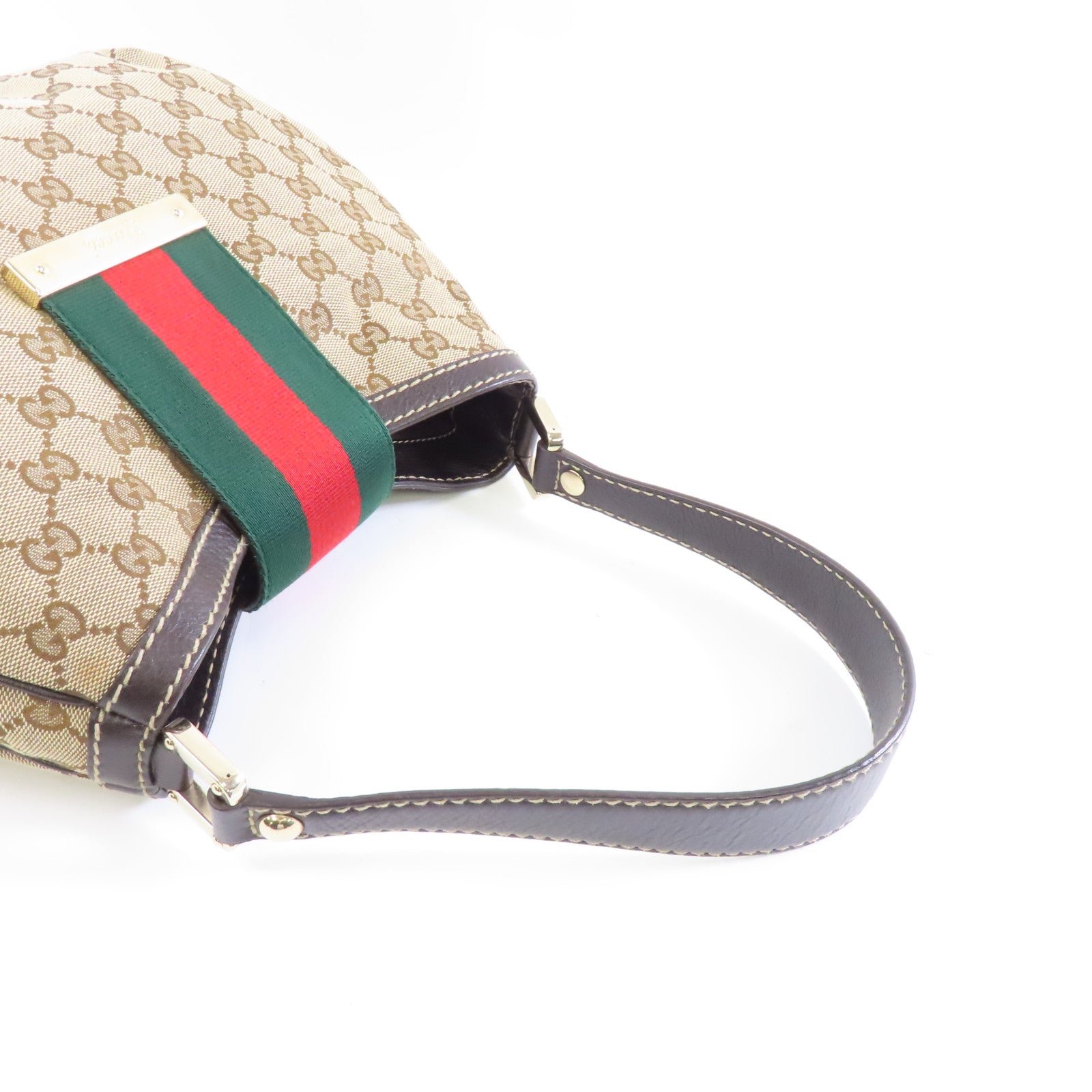 GUCCI 帆布Shoulder Bag金扣手挽袋棕色