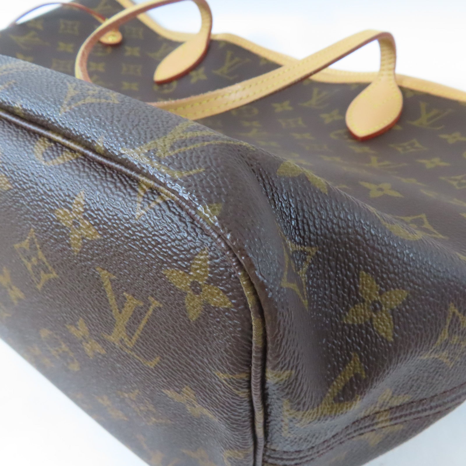 LOUIS VUITTON Monogram Neverfull MM金扣手挽袋啡色