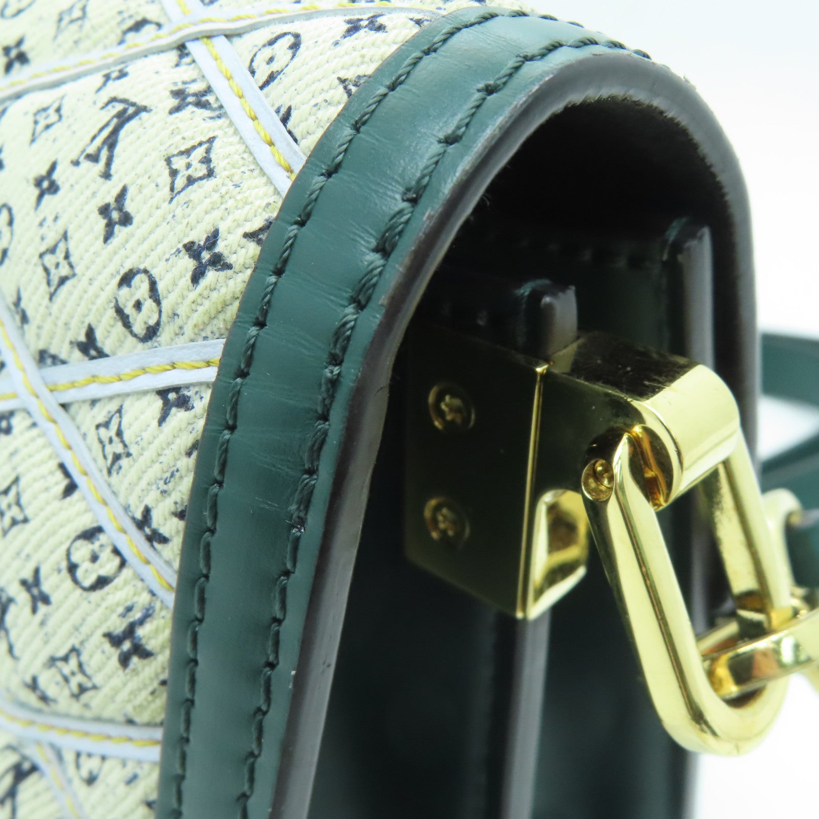 LOUIS VUITTON Canvas Mini Dauphine Gold Buckle Shoulder Bag Cream Green