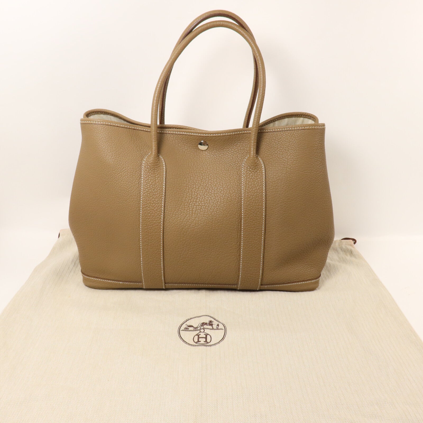 HERMES Negonda皮革Garden Party PM手挽袋Etoupe