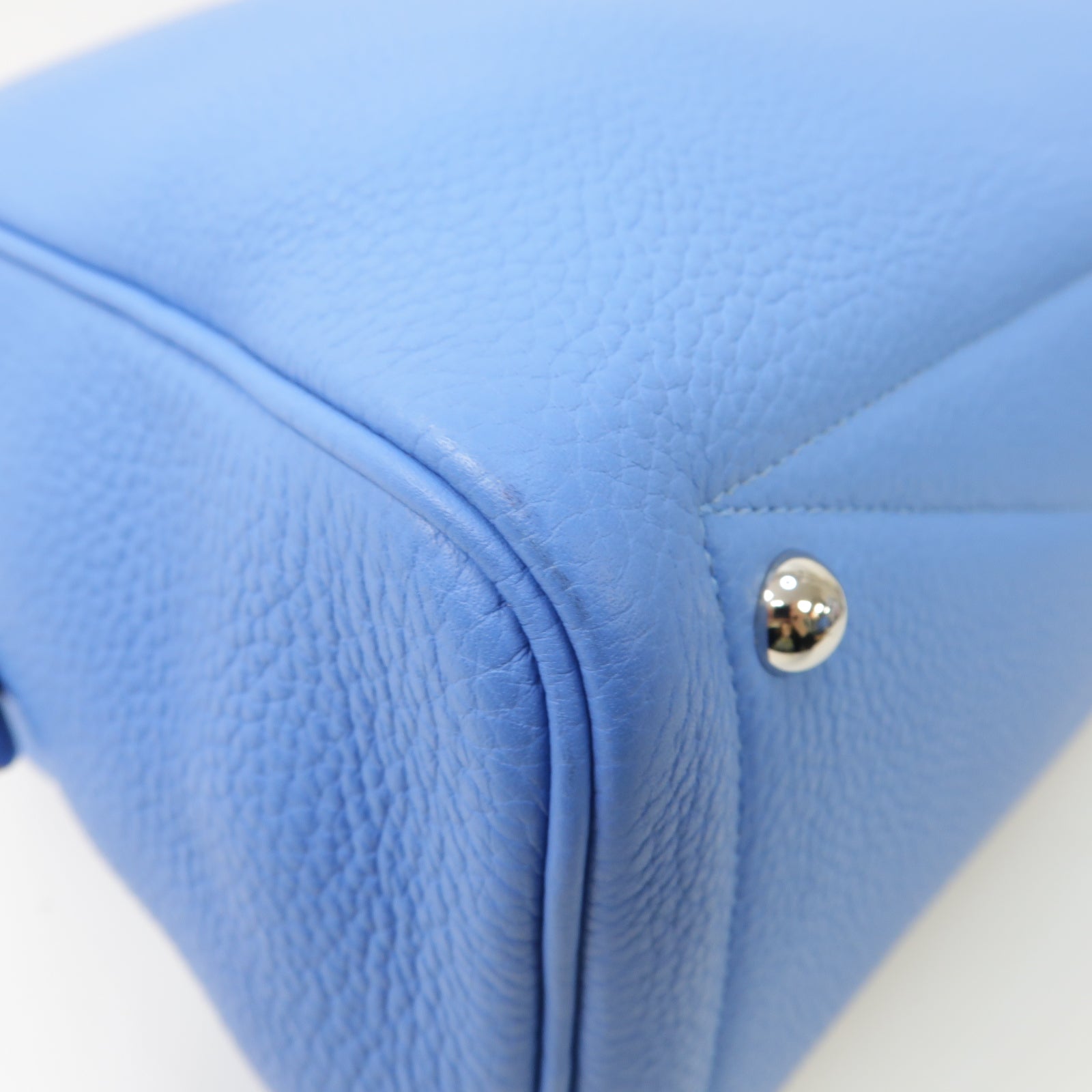 HERMES Clemence皮革Victoria Hand Bag銀扣手挽袋Bleu Paradise藍色