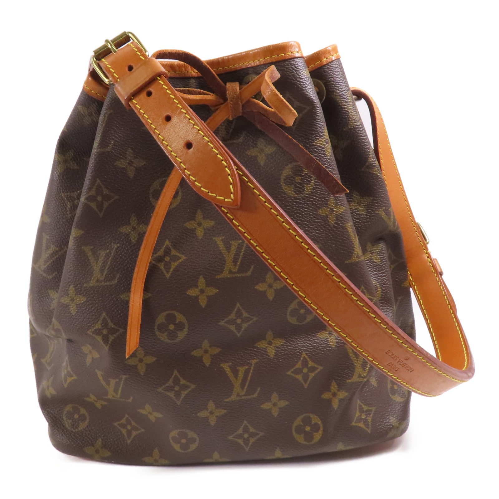 LOUIS VUITTON Monogram Petit Noe金扣肩背袋棕色