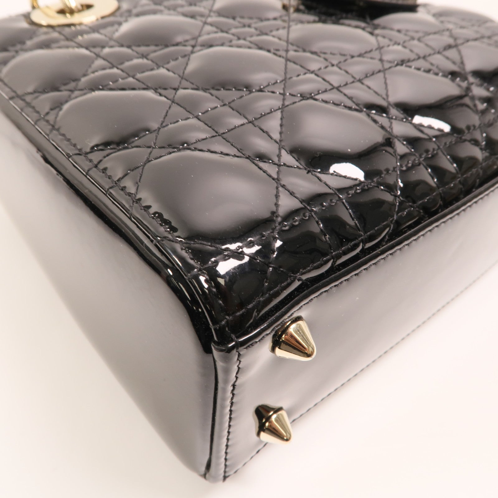 Dior 漆皮皮革Lady Dior Small金扣手挽袋