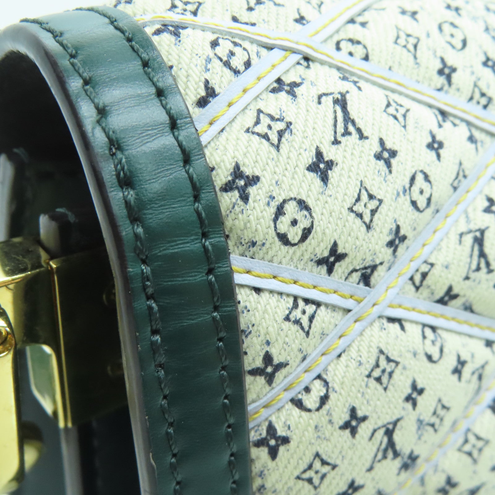 LOUIS VUITTON Canvas Mini Dauphine Gold Buckle Shoulder Bag Cream Green