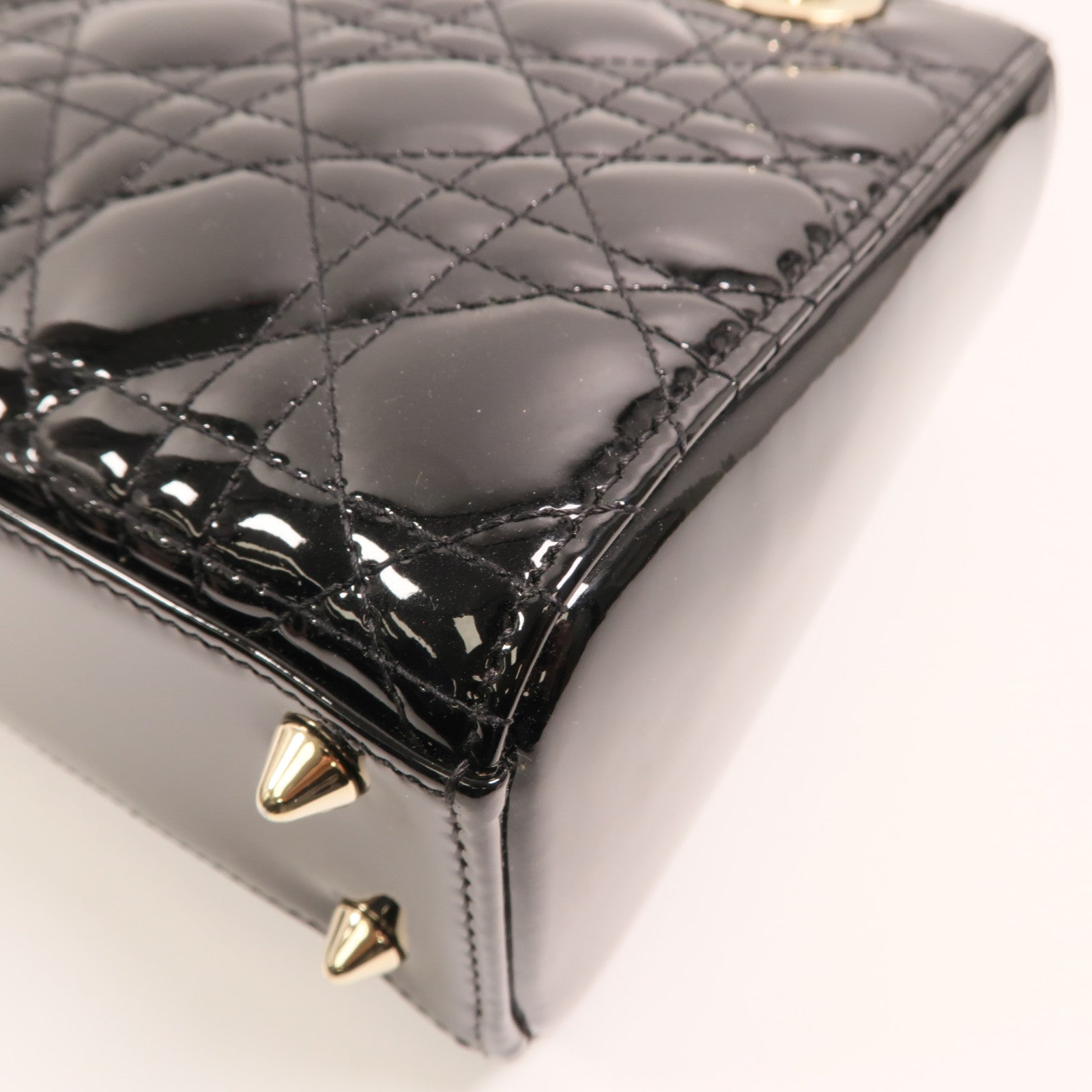 Dior 漆皮皮革Lady Dior Small金扣手挽袋