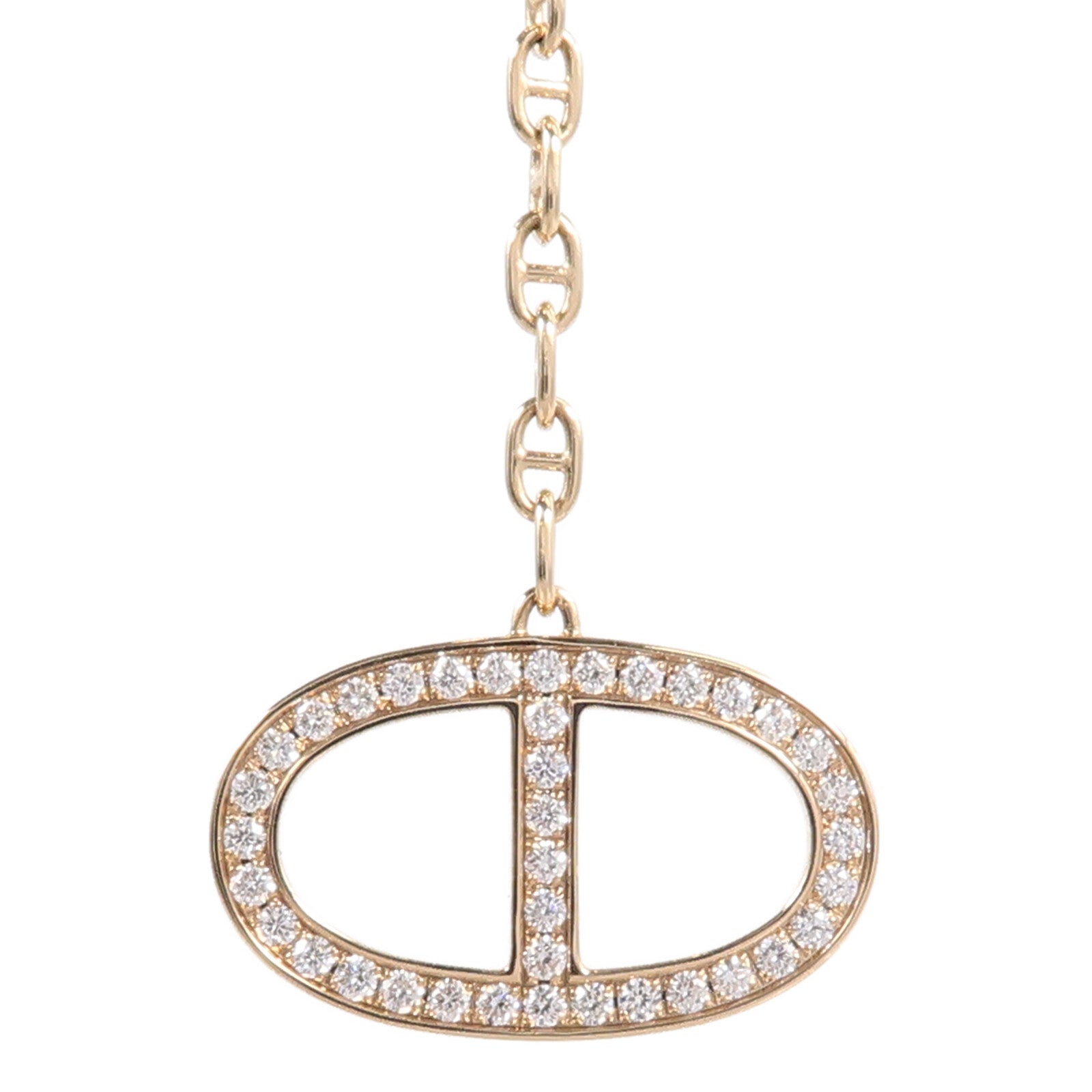 HERMES 18K玫瑰金Chaine D'ancre Contour Pendant項鍊