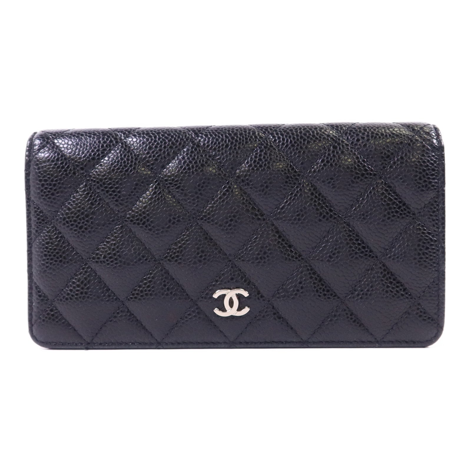 CHANEL 牛皮皮革Bifold Long Wallet銀扣長錢包