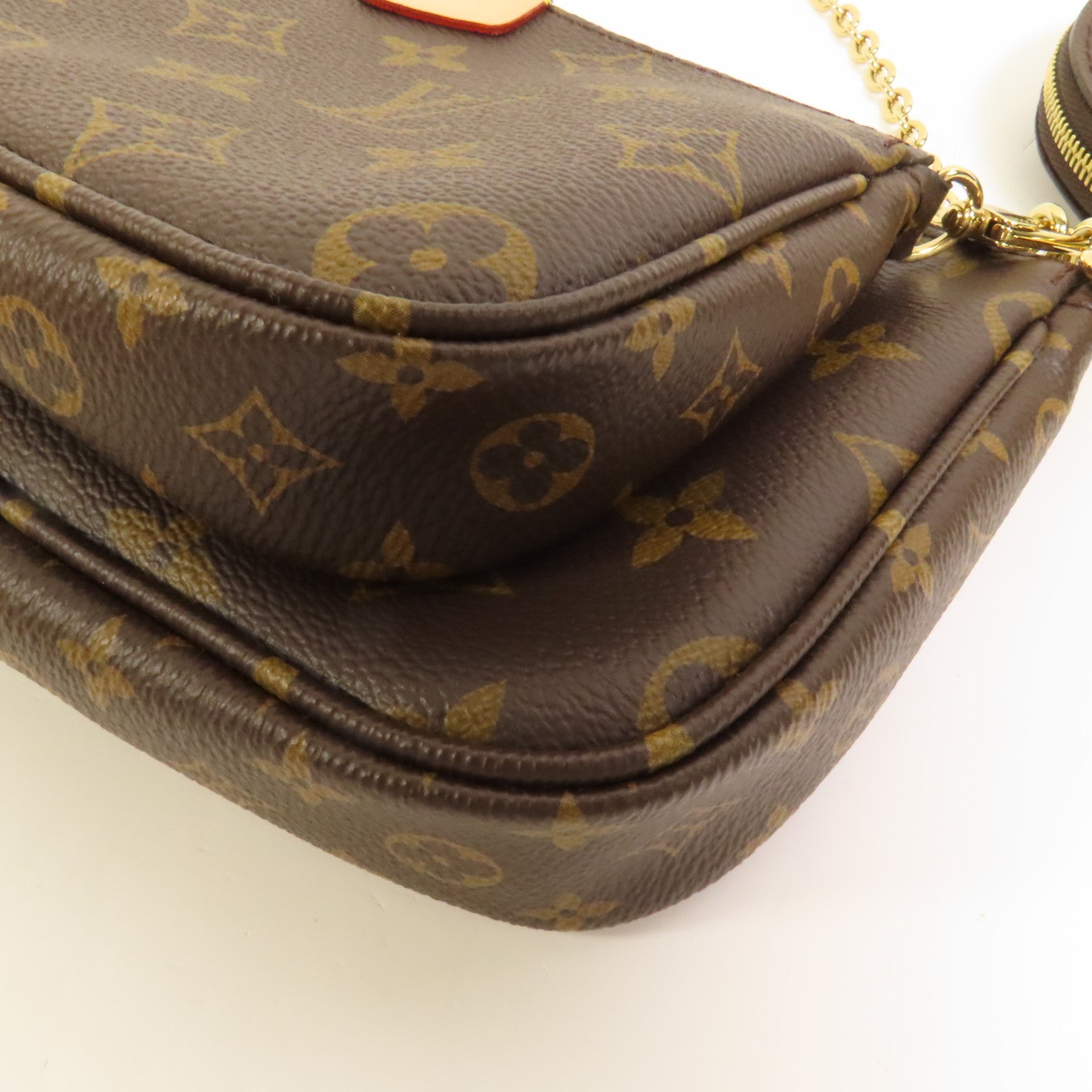 LOUIS VUITTON Monogram Multi Pochette Accessoires金扣手挽肩背兩用袋棕色