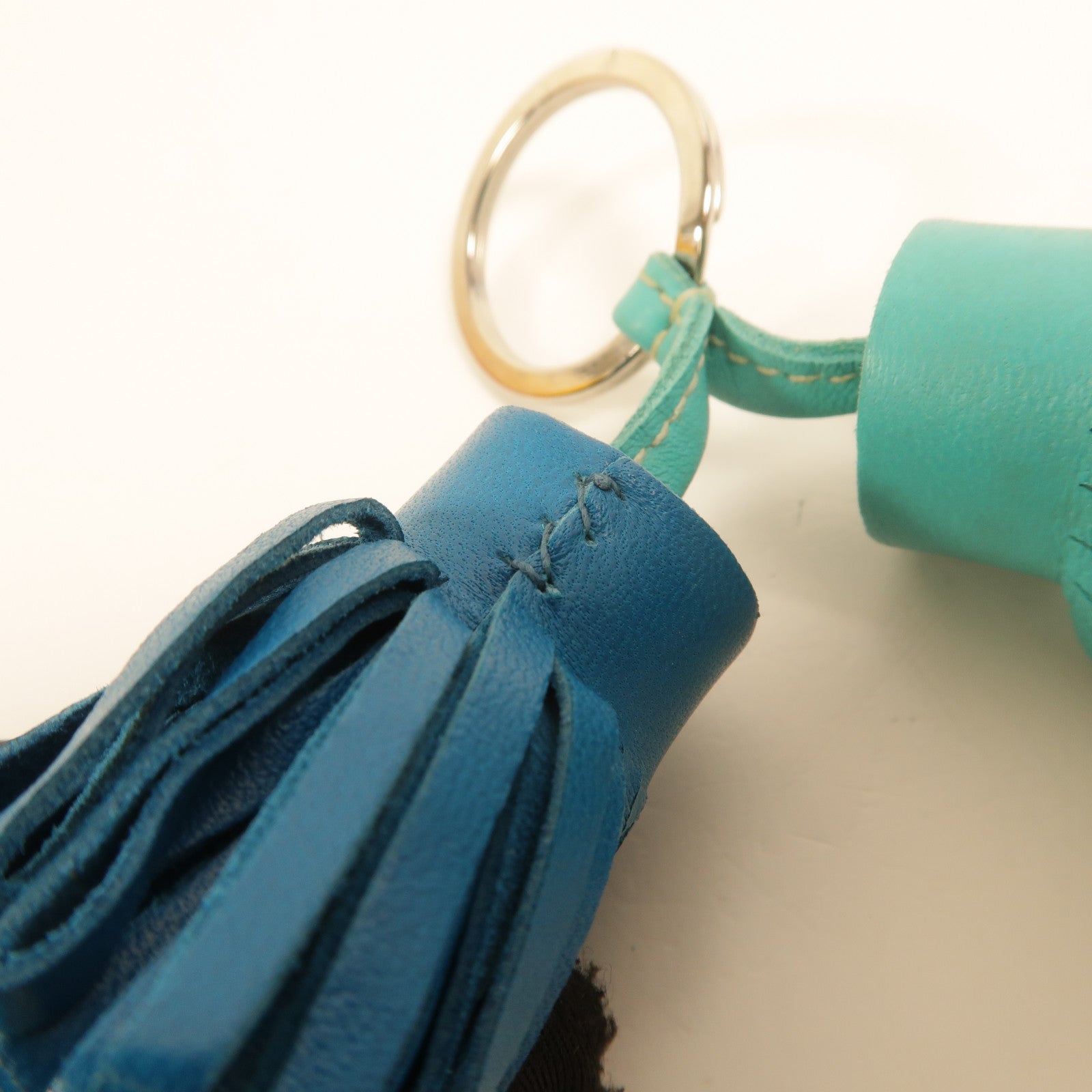 HERMES Milo皮革Carmen Uno-Dos掛飾Bleu lzmir/Lagon