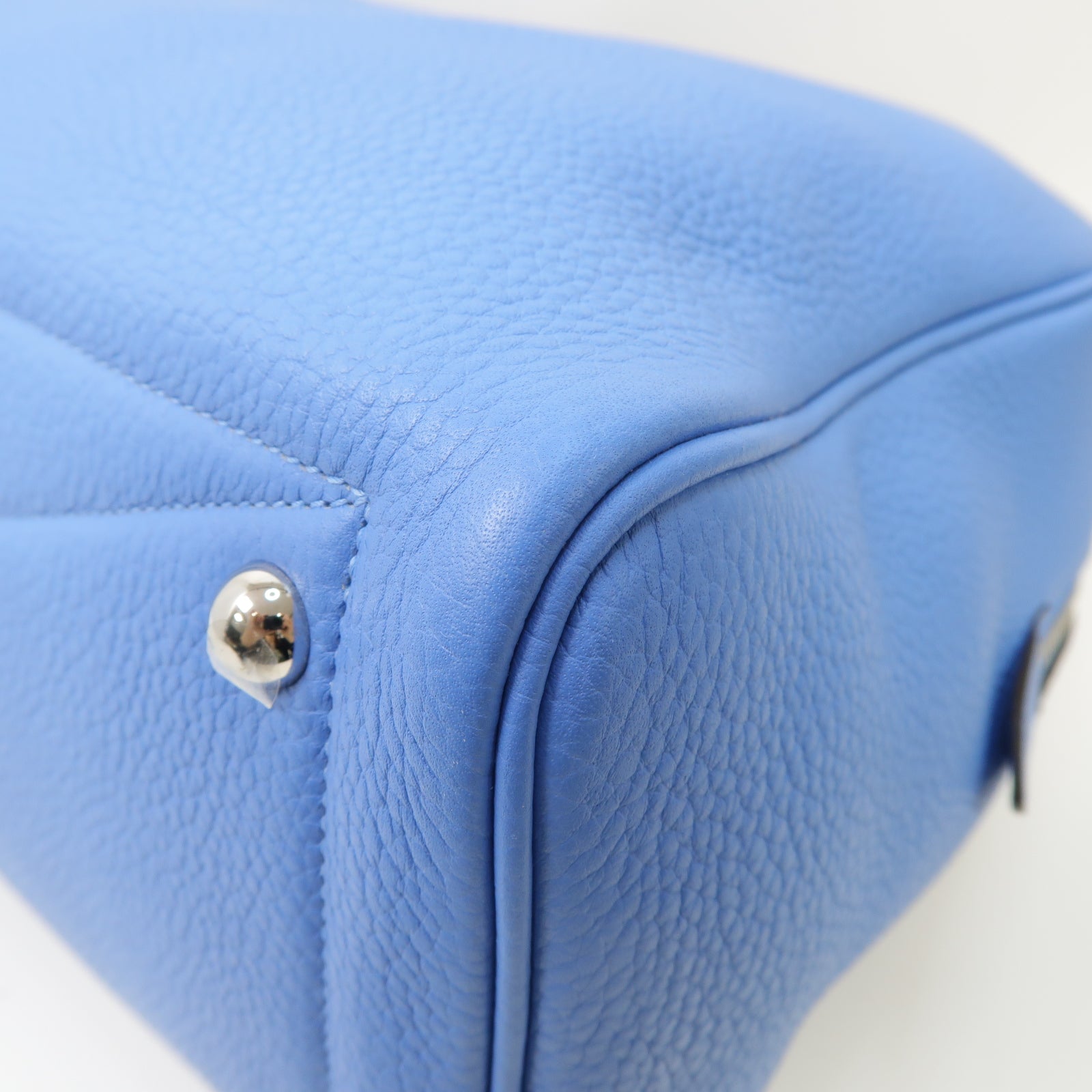 HERMES Clemence皮革Victoria Hand Bag銀扣手挽袋Bleu Paradise藍色